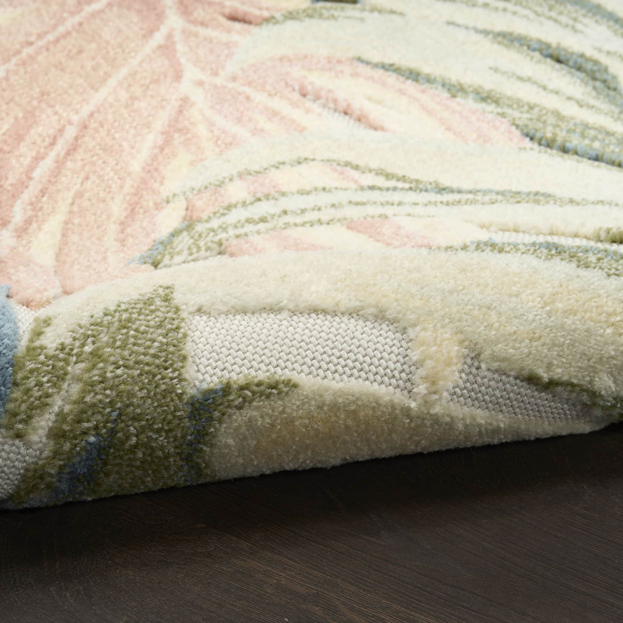 Ivory Green Tropical Botanical Indoor Outdoor Area Rug