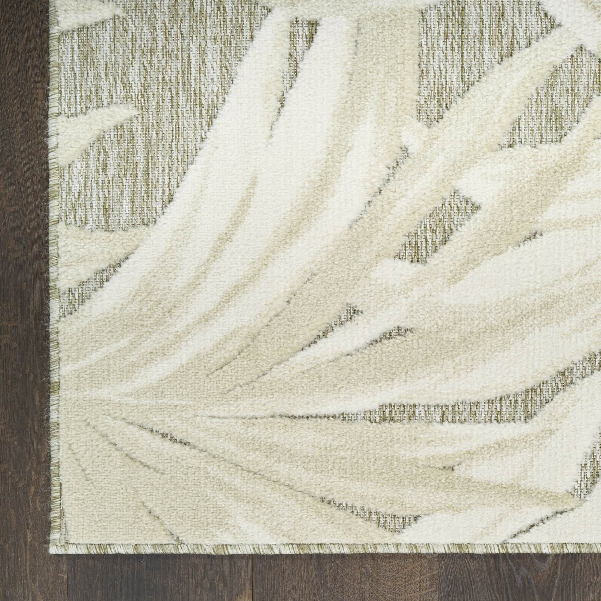 Ivory Sage Tropical Botanical Indoor Outdoor Area Rug