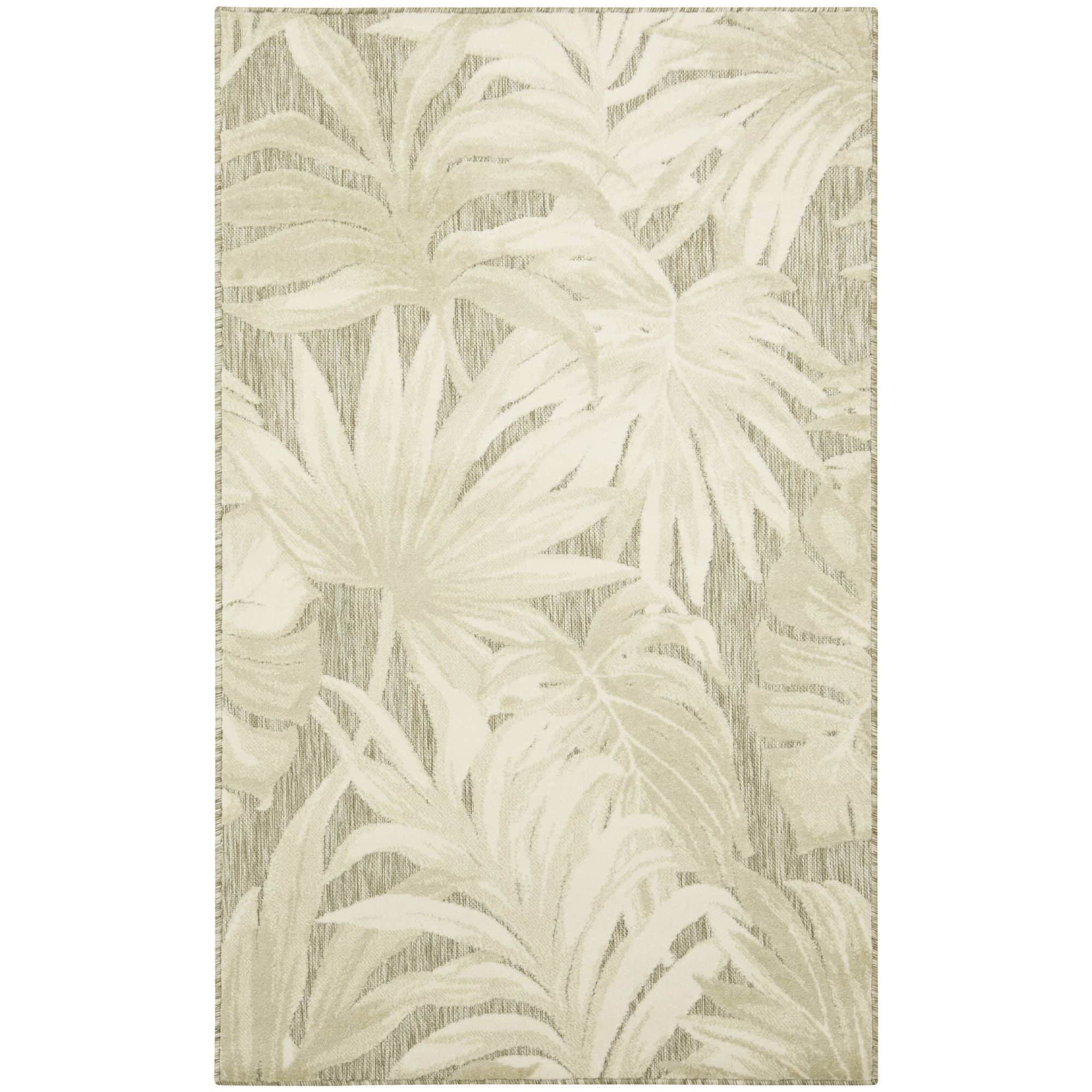 Ivory Sage Tropical Botanical Indoor Outdoor Area Rug