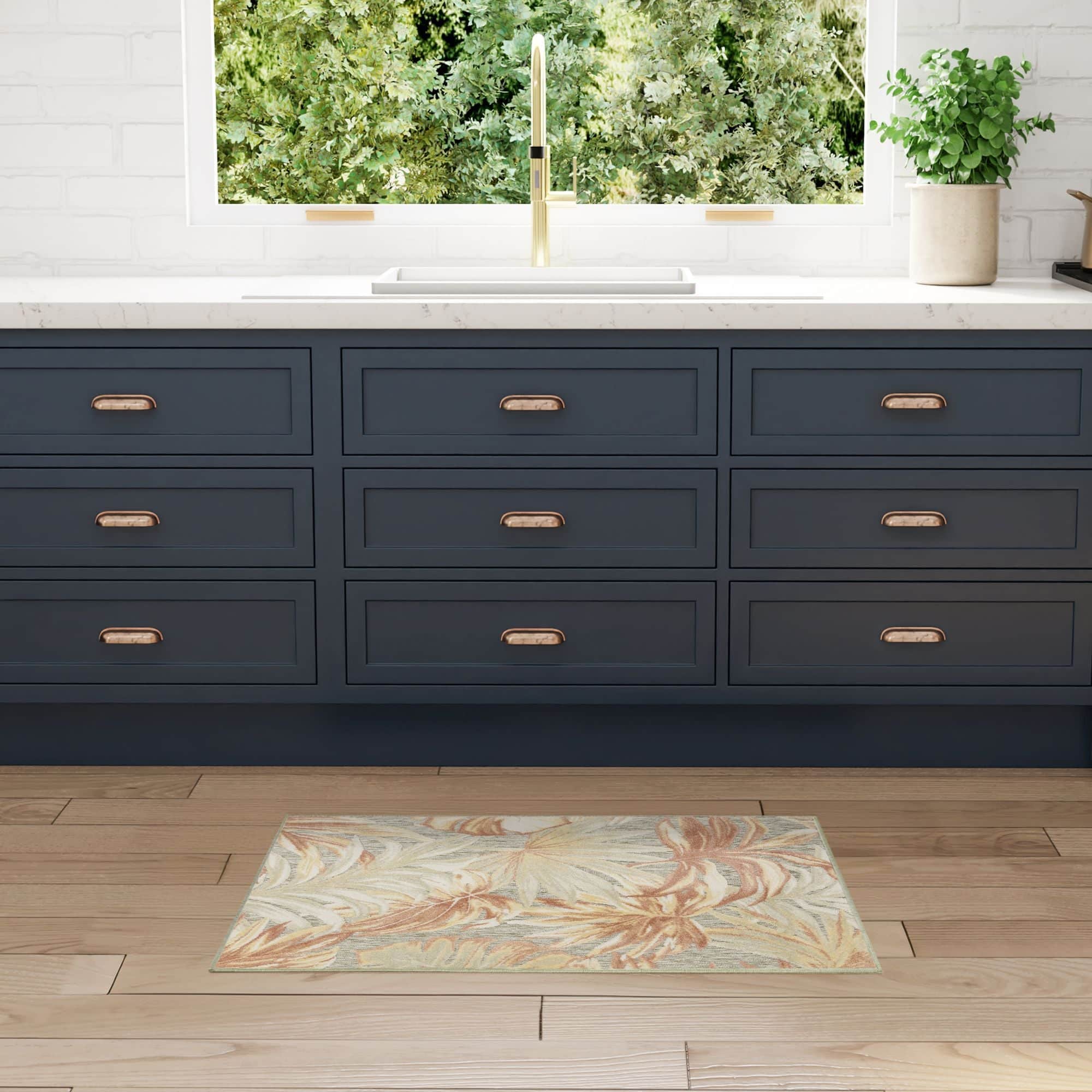 Sage Rose Tropical Botanical Indoor Outdoor Area Rug