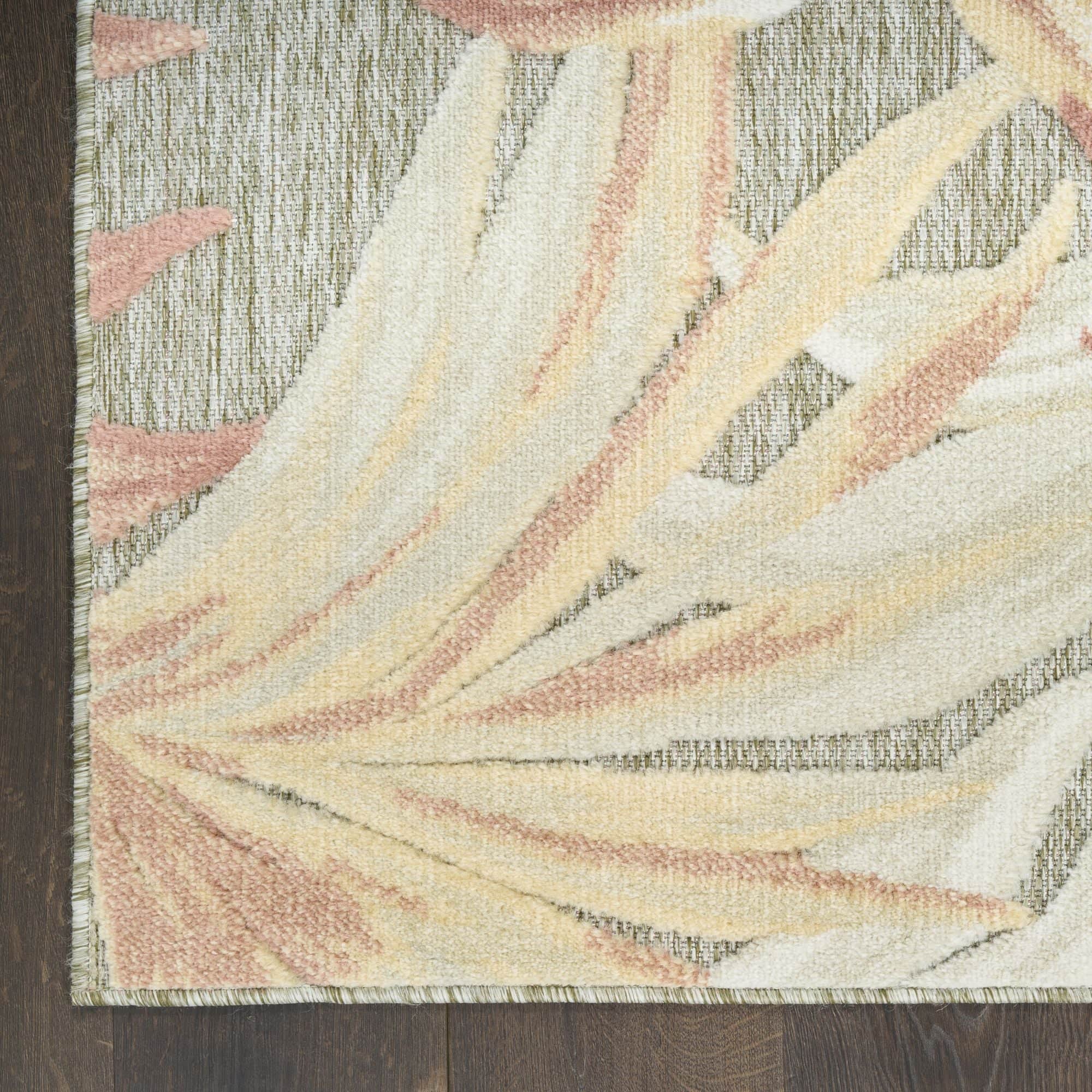 Sage Rose Tropical Botanical Indoor Outdoor Area Rug