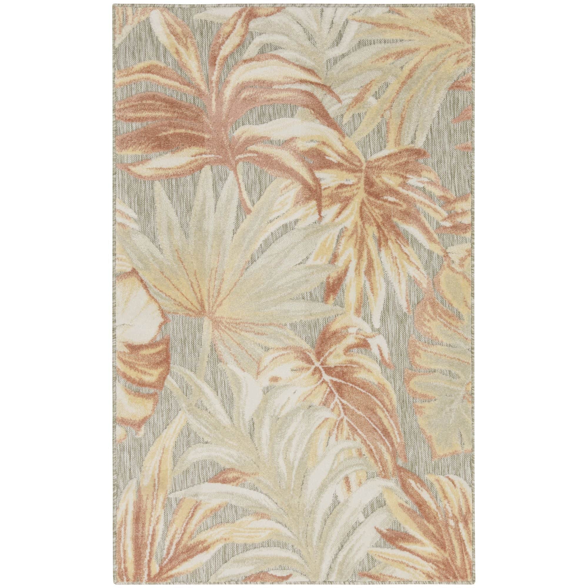 Sage Rose Tropical Botanical Indoor Outdoor Area Rug