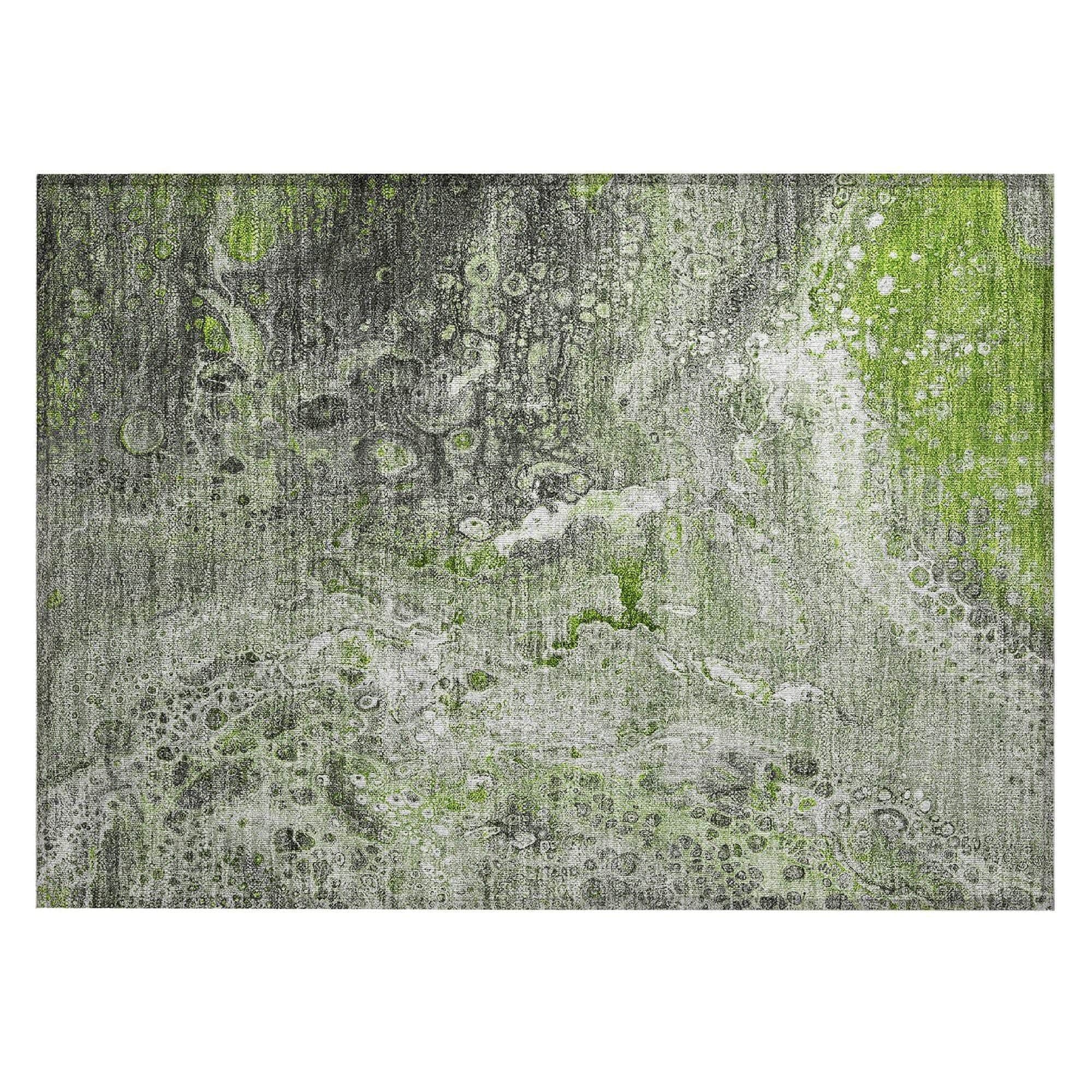 Machine Washable Aloe Green Rug - Indoor / Outdoor - Kids / Pet Friendly Abstract Print Rug