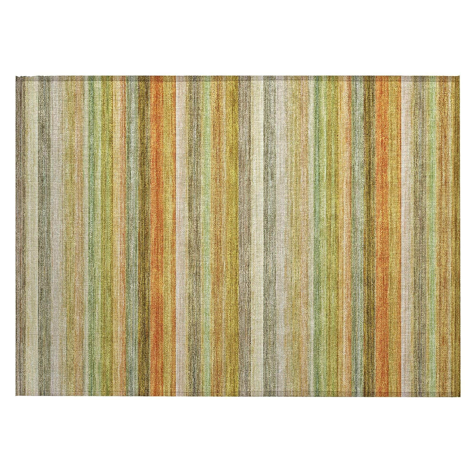 Machine Washable Aloe Green Rug - Indoor / Outdoor - Kids / Pet Friendly Stripes Print Rug