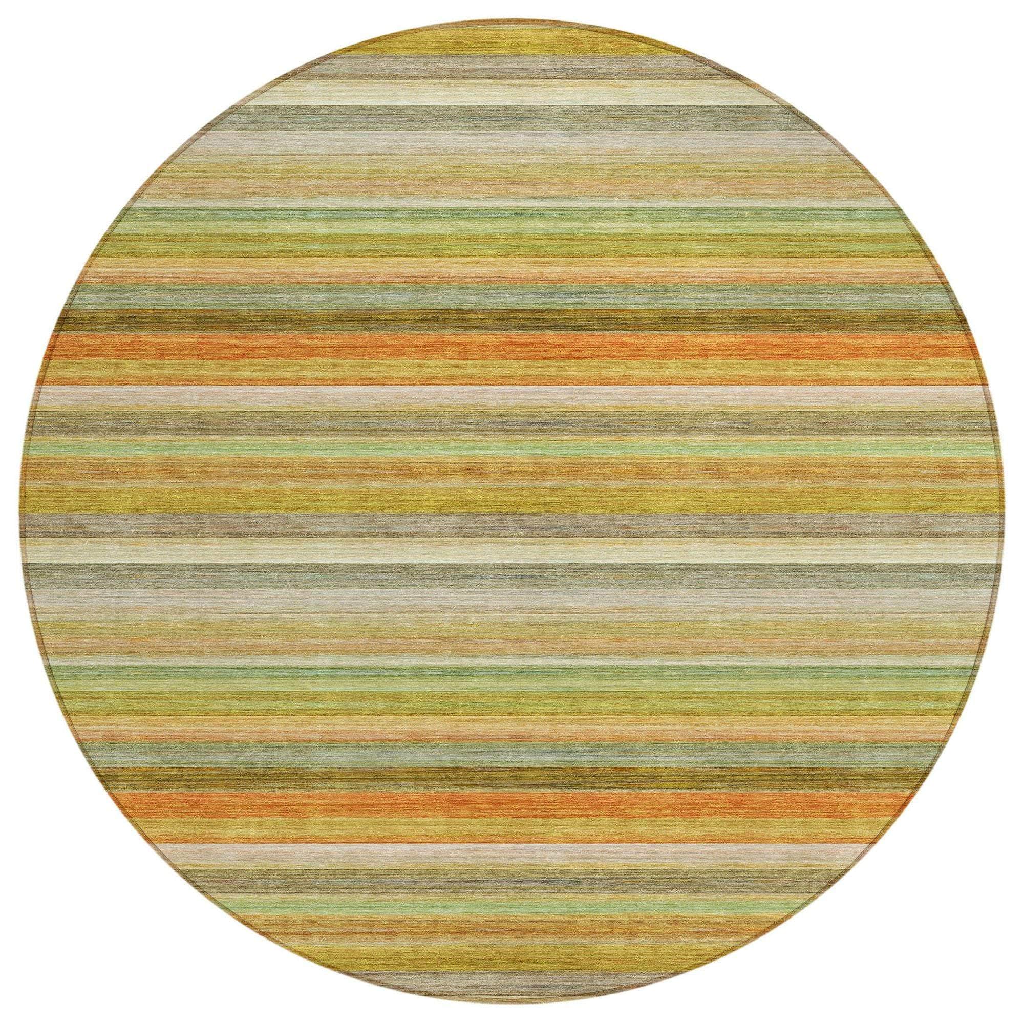 Machine Washable Aloe Green Rug - Indoor / Outdoor - Kids / Pet Friendly Stripes Print Rug