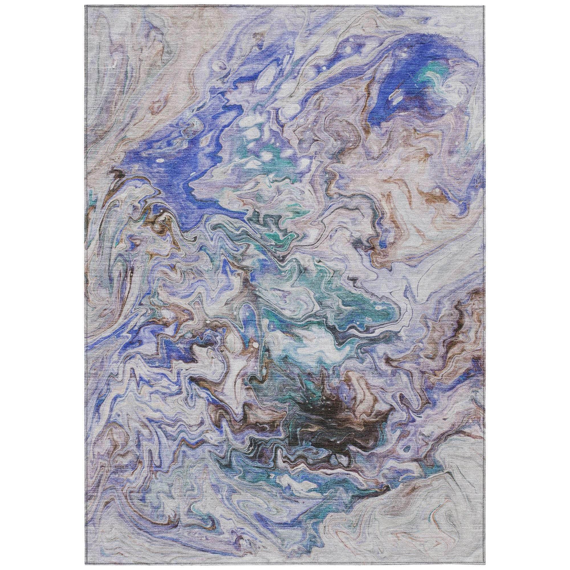 Machine Washable Beige Brown Rug - Indoor / Outdoor - Kids / Pet Friendly Abstract Print Rug