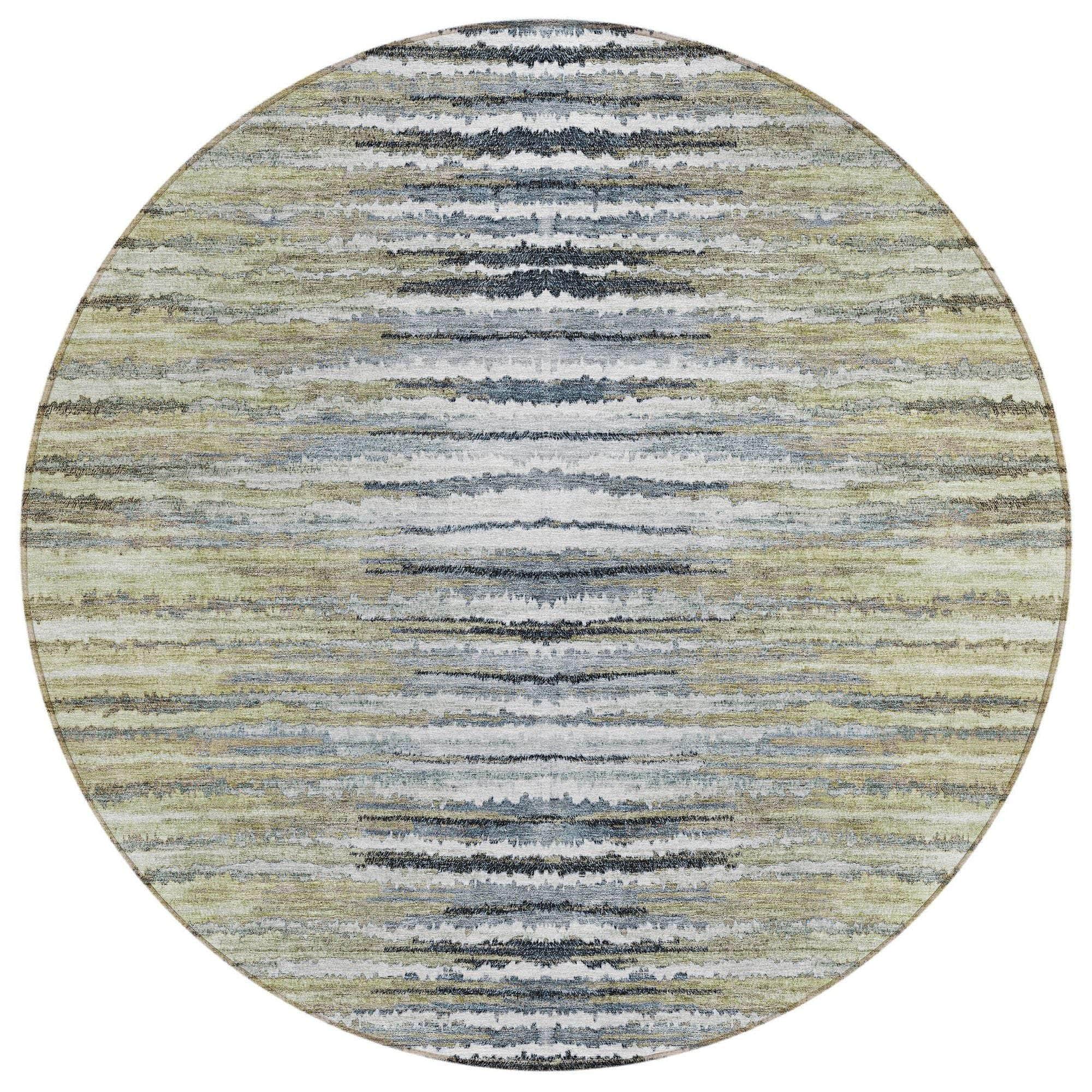 Machine Washable Beige Brown Rug - Indoor / Outdoor - Kids / Pet Friendly Stripes Print Rug