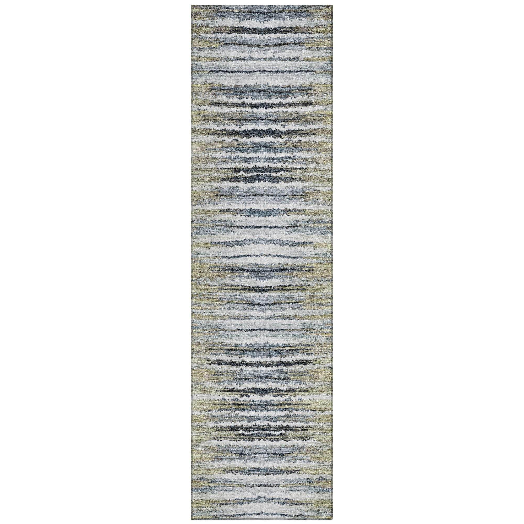 Machine Washable Beige Brown Rug - Indoor / Outdoor - Kids / Pet Friendly Stripes Print Rug