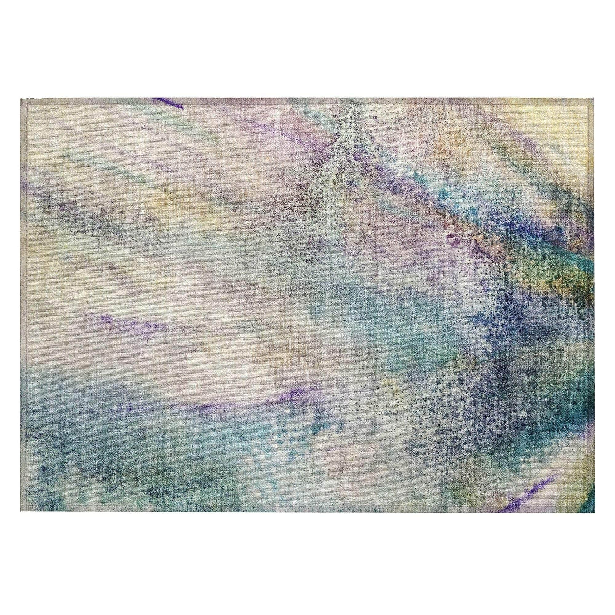 Machine Washable Blue Rug - Indoor / Outdoor - Kids / Pet Friendly Watercolors Print Rug