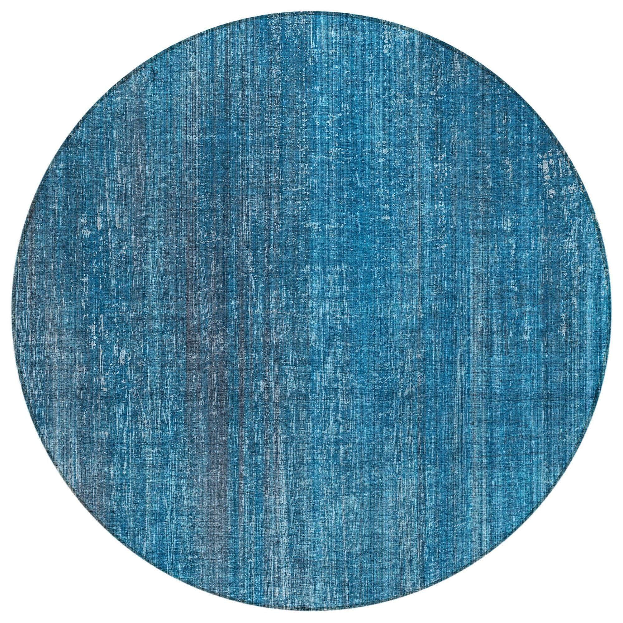 Machine Washable Blue Rug - Indoor / Outdoor - Kids / Pet Friendly Striped Print Rug