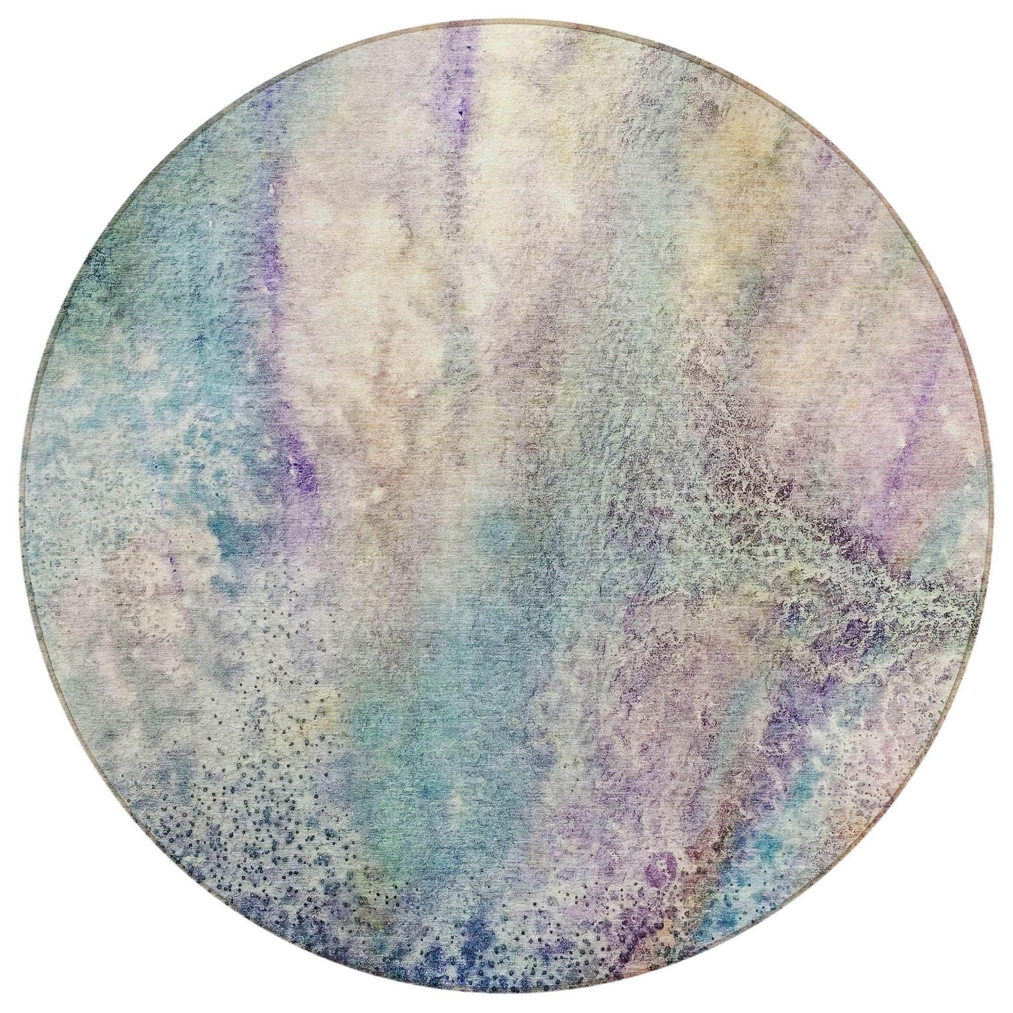 Machine Washable Blue Rug - Indoor / Outdoor - Kids / Pet Friendly Watercolors Print Rug