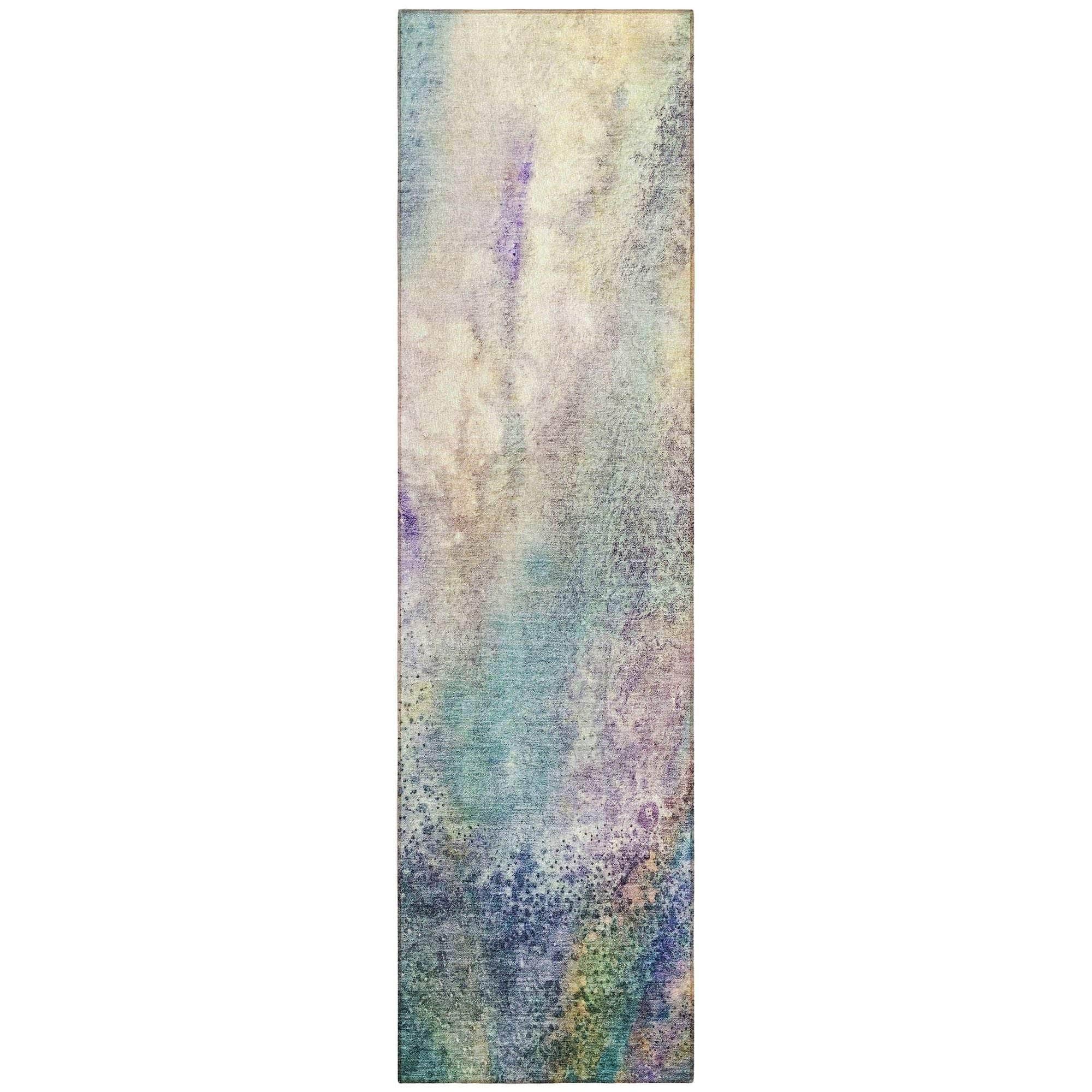 Machine Washable Blue Rug - Indoor / Outdoor - Kids / Pet Friendly Watercolors Print Rug