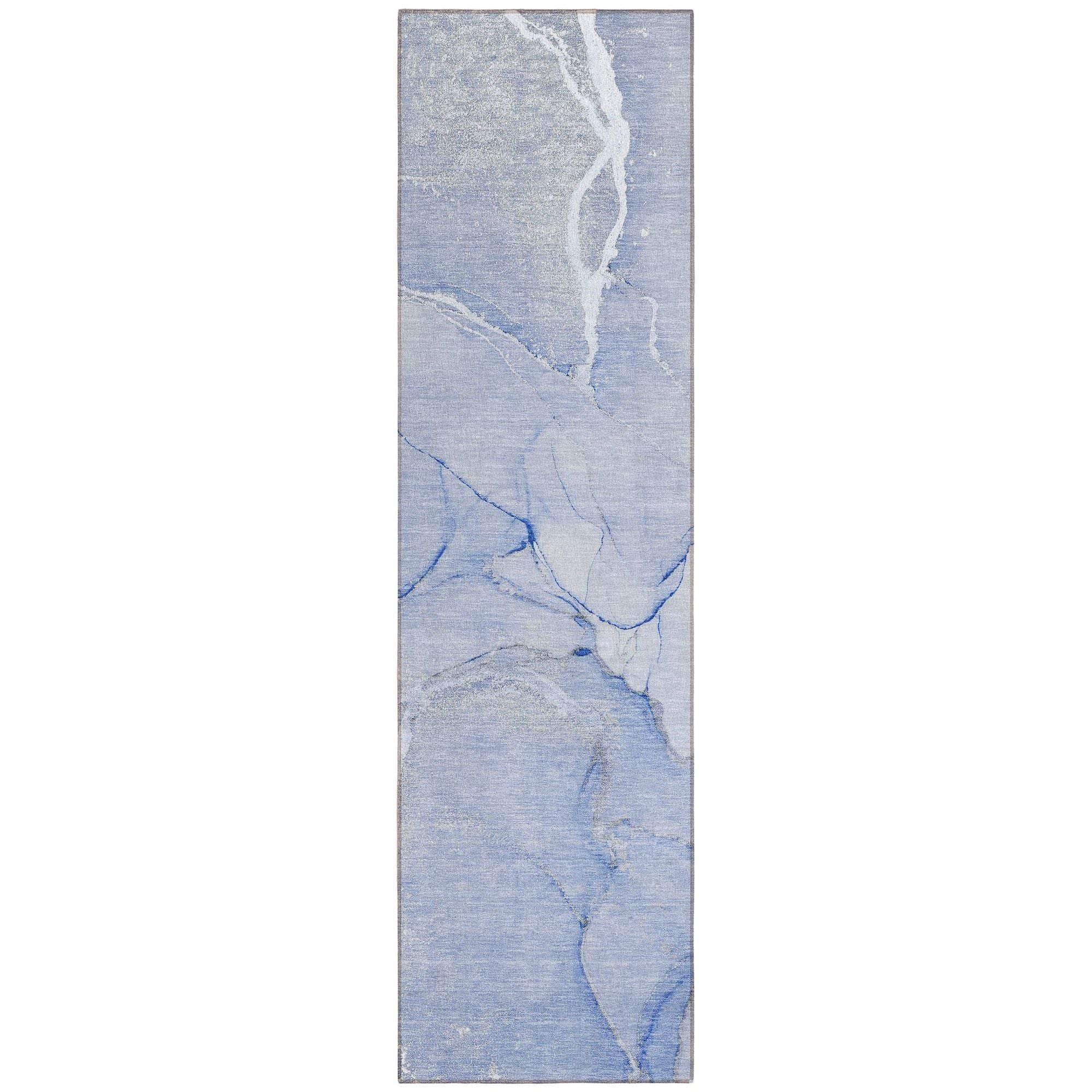 Machine Washable Blue Rug - Indoor / Outdoor - Kids / Pet Friendly Watercolors Print Rug