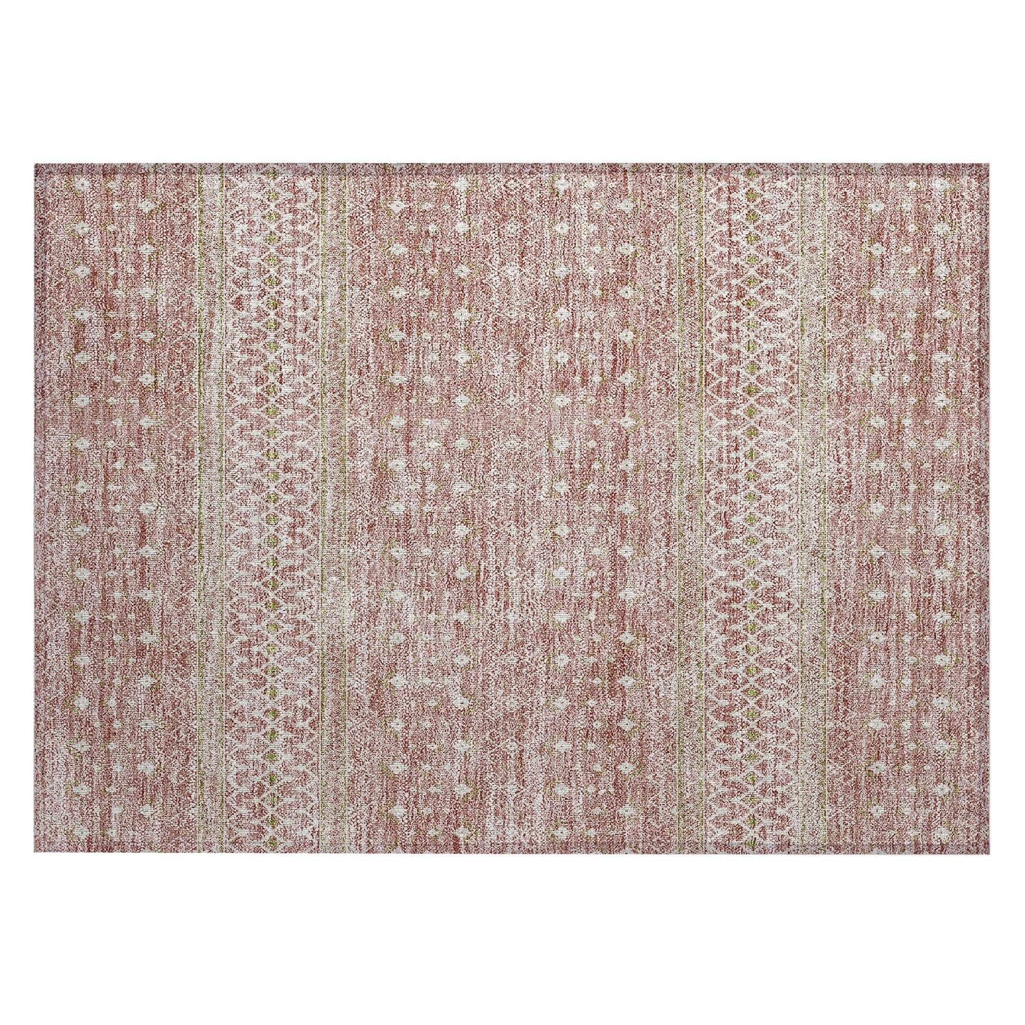 Machine Washable Blush Pink Rug - Indoor / Outdoor - Kids / Pet Friendly Boho Print Rug