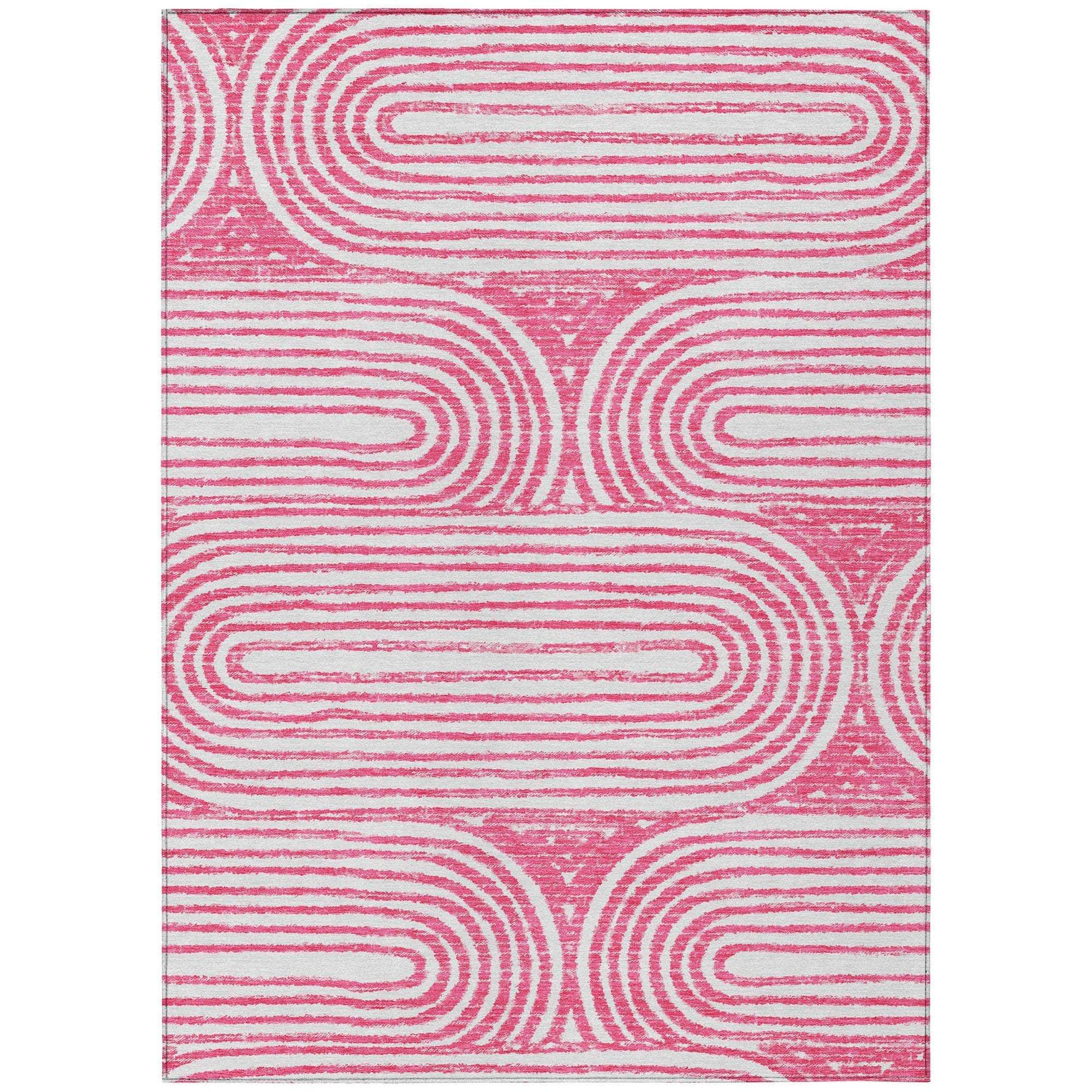 Machine Washable Blush Pink Rug - Indoor / Outdoor - Kids / Pet Friendly Art Deco Print Rug