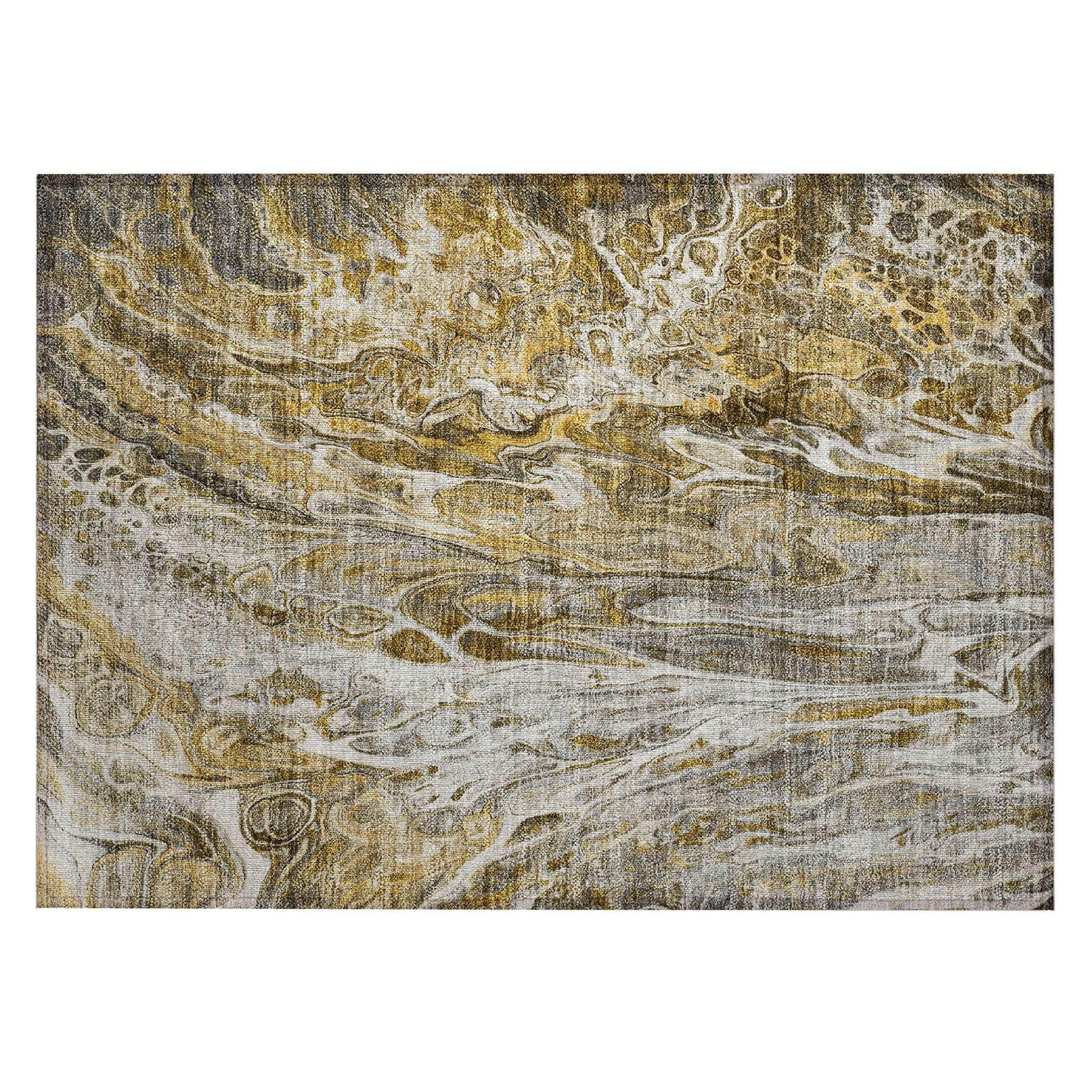 Machine Washable Brown Rug - Indoor / Outdoor - Kids / Pet Friendly Abstract Print Rug