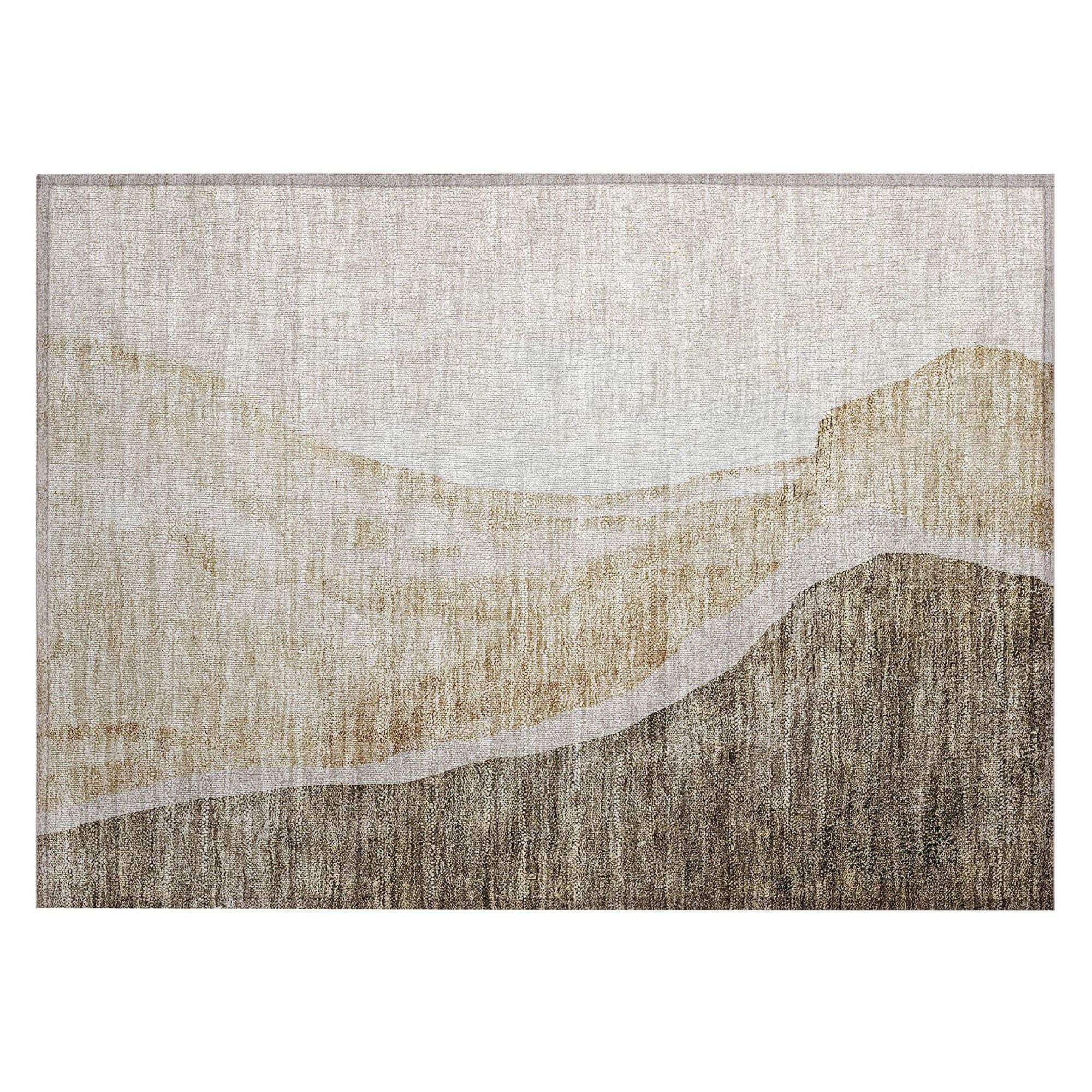 Machine Washable Brown Rug - Indoor / Outdoor - Kids / Pet Friendly Abstract Print Rug