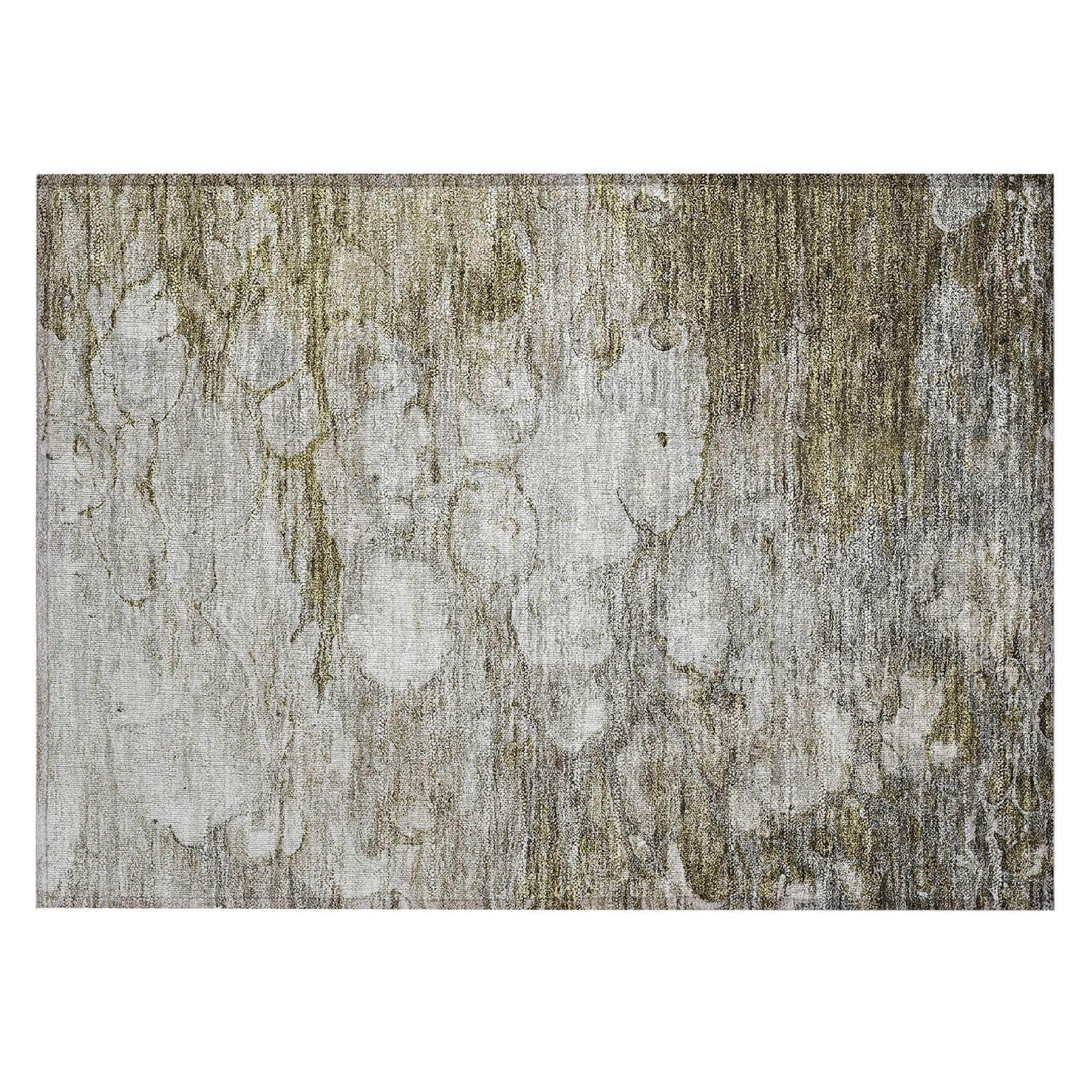 Machine Washable Brown Rug - Indoor / Outdoor - Kids / Pet Friendly Abstract Print Rug