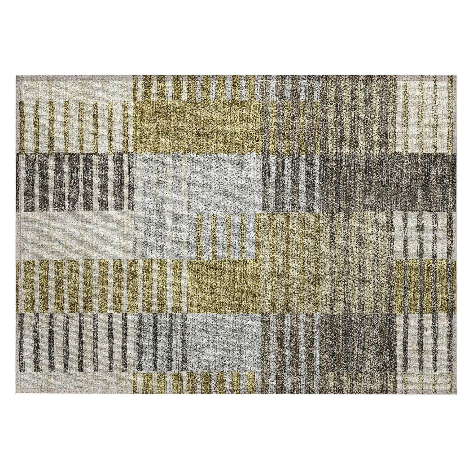 Machine Washable Brown Rug - Indoor / Outdoor - Kids / Pet Friendly Striped Print Rug