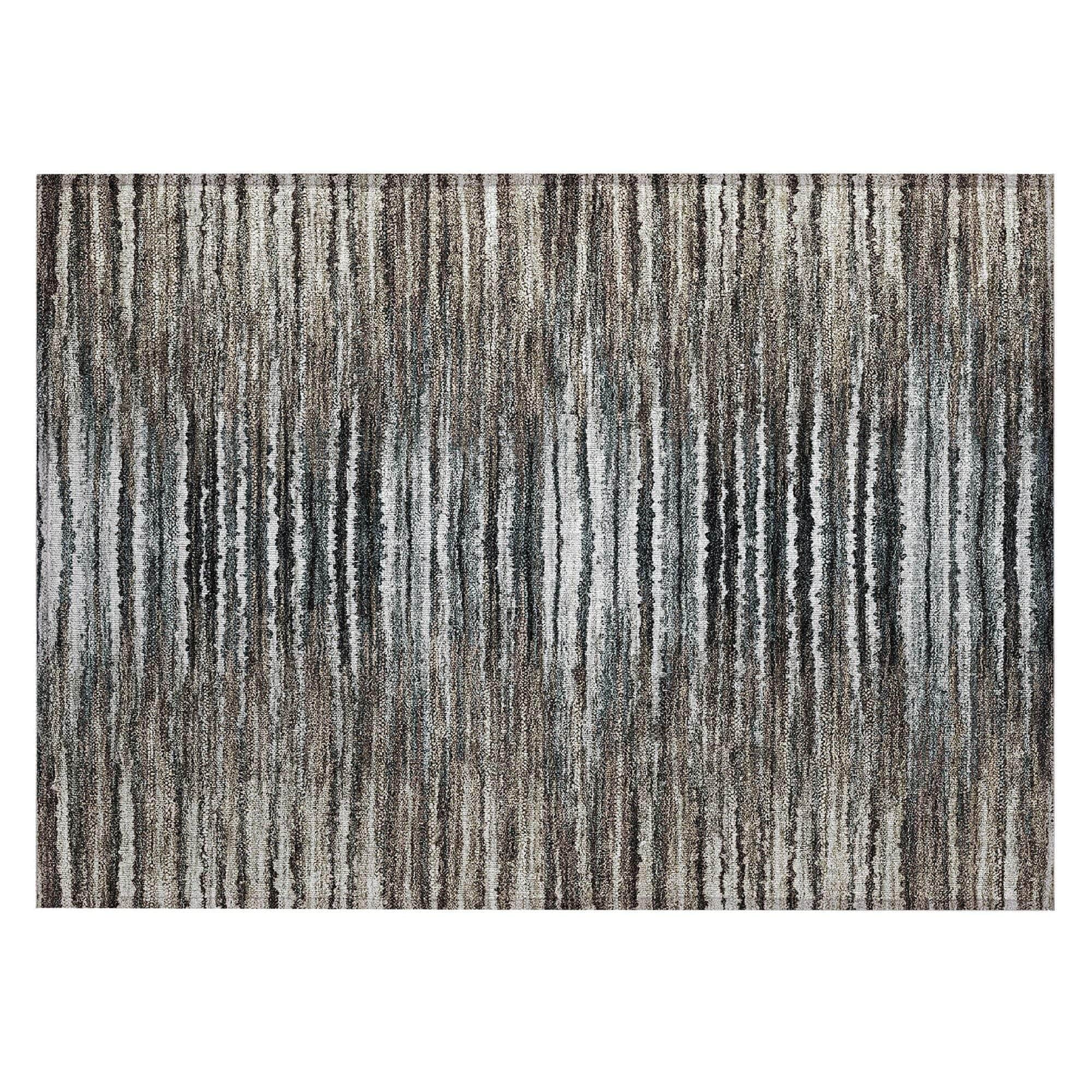 Machine Washable Brown Rug - Indoor / Outdoor - Kids / Pet Friendly Stripes Print Rug