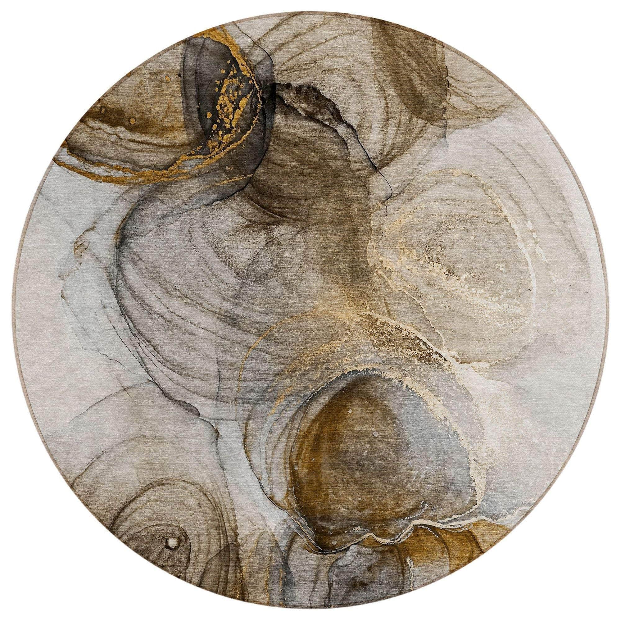 Machine Washable Brown Rug - Indoor / Outdoor - Kids / Pet Friendly Organic Print Rug