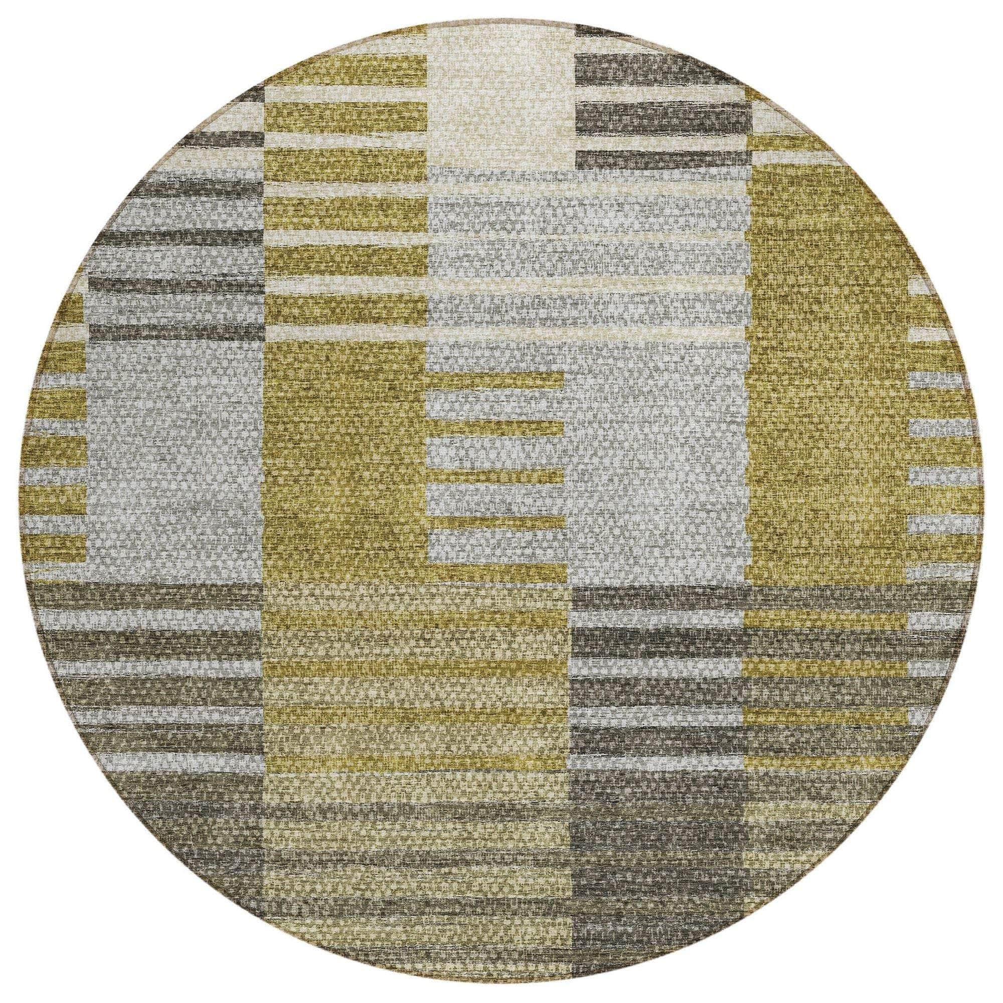 Machine Washable Brown Rug - Indoor / Outdoor - Kids / Pet Friendly Striped Print Rug