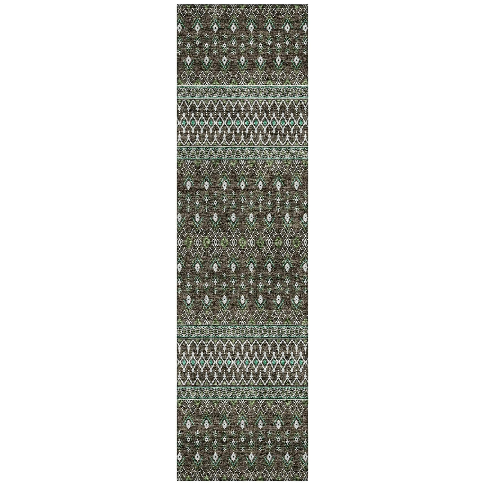 Machine Washable Brown Rug - Indoor / Outdoor - Kids / Pet Friendly Boho Print Rug