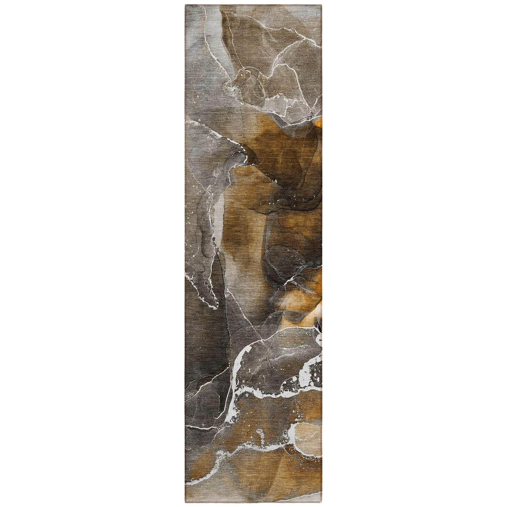 Machine Washable Brown Rug - Indoor / Outdoor - Kids / Pet Friendly Watercolors Print Rug