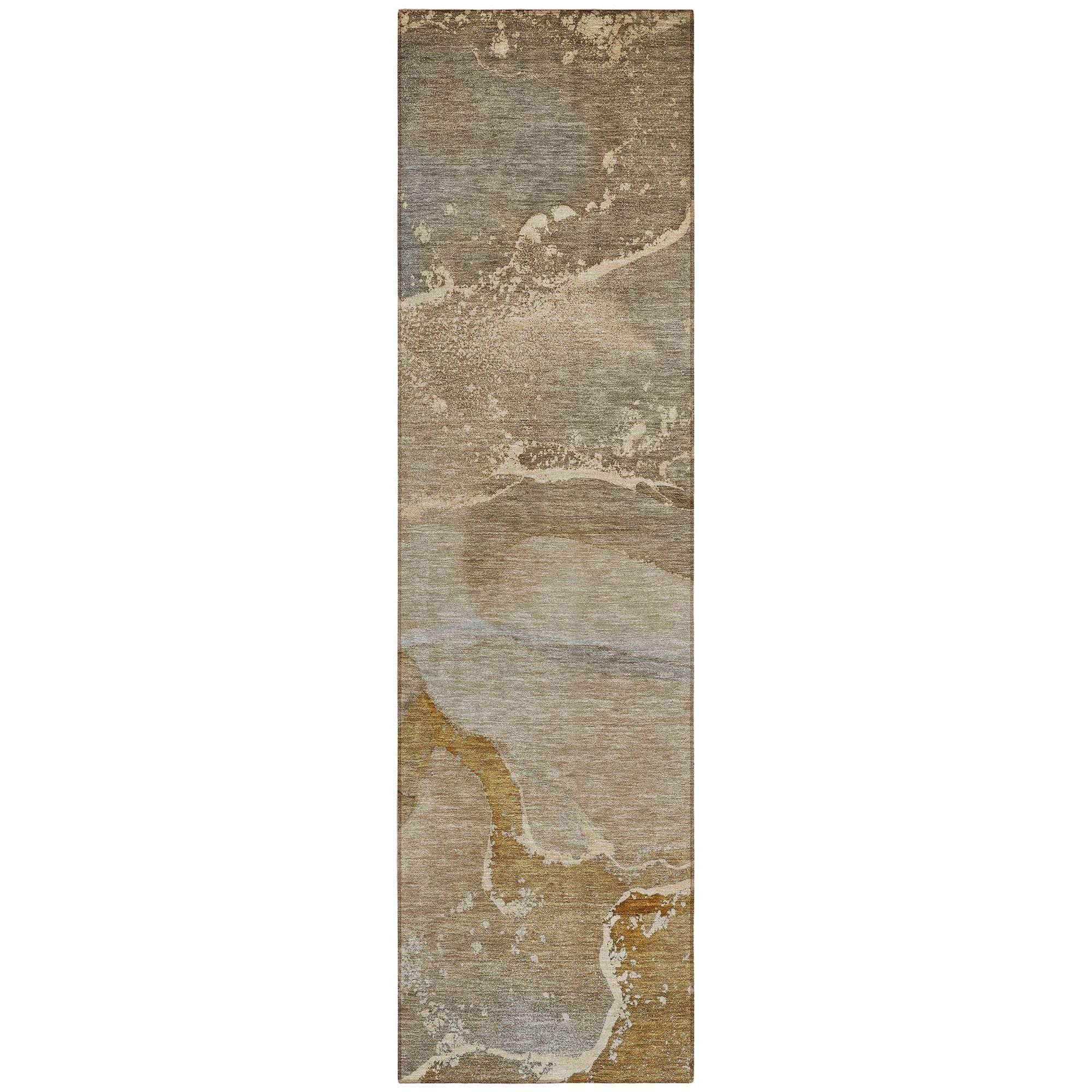 Machine Washable Brown Rug - Indoor / Outdoor - Kids / Pet Friendly Watercolors Print Rug