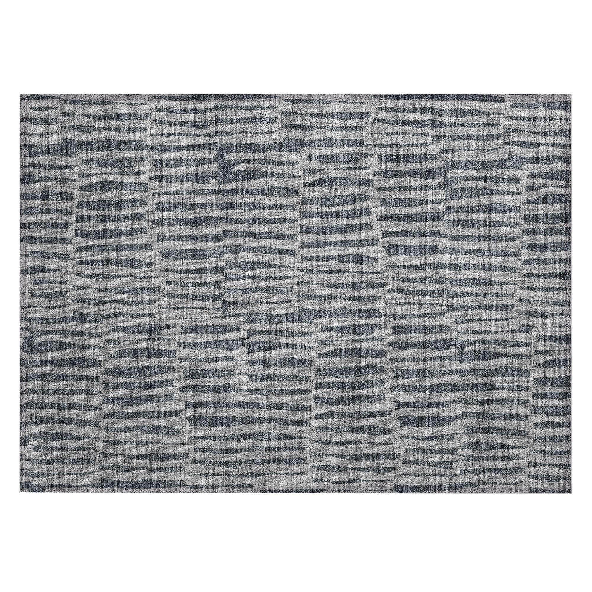 Machine Washable Charcoal Gray Rug - Indoor / Outdoor - Kids / Pet Friendly Striped Print Rug