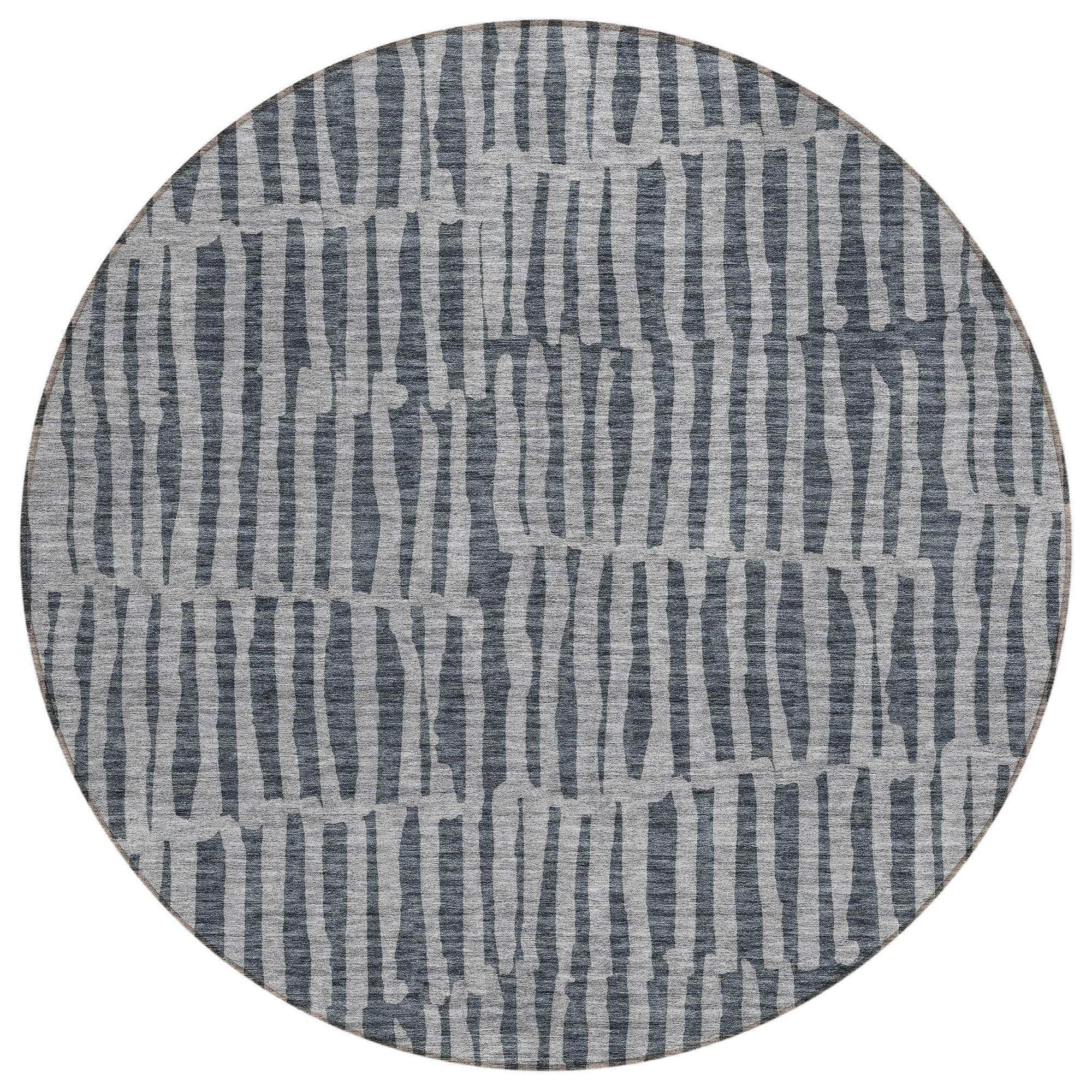 Machine Washable Charcoal Gray Rug - Indoor / Outdoor - Kids / Pet Friendly Striped Print Rug
