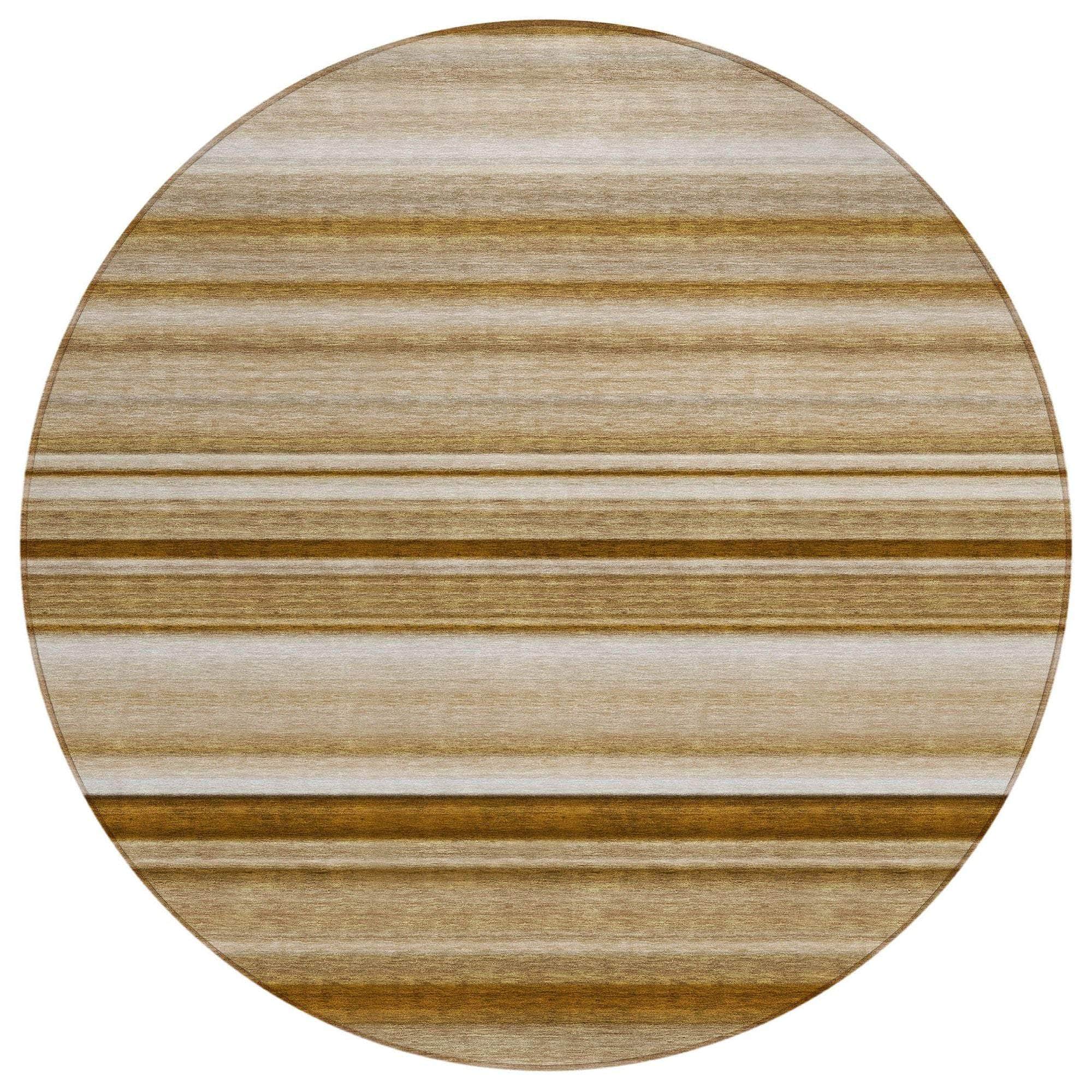 Machine Washable Chocolate Brown Rug - Indoor / Outdoor - Kids / Pet Friendly Stripes Print Rug