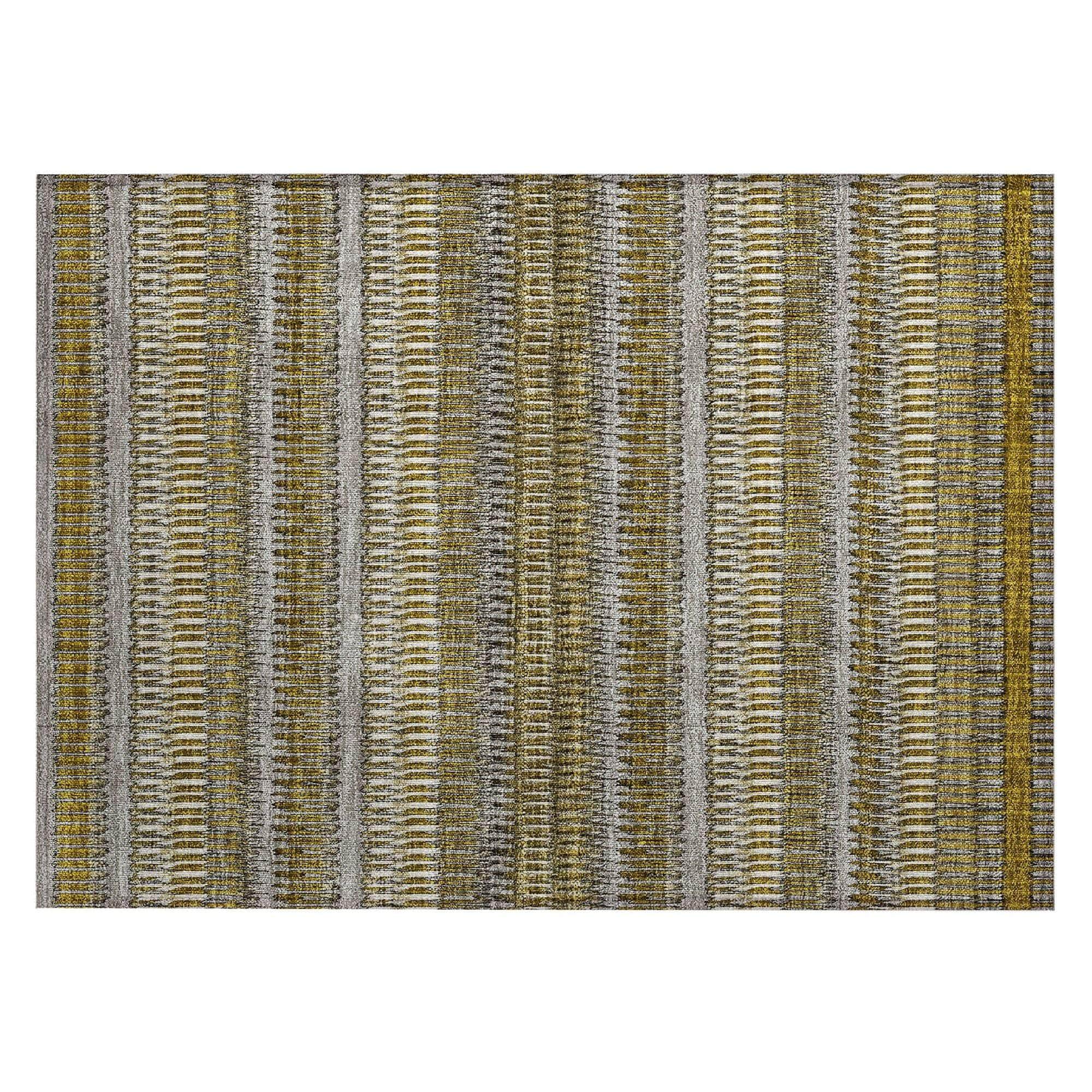 Machine Washable Coffee Brown Rug - Indoor / Outdoor - Kids / Pet Friendly Stripes Print Rug