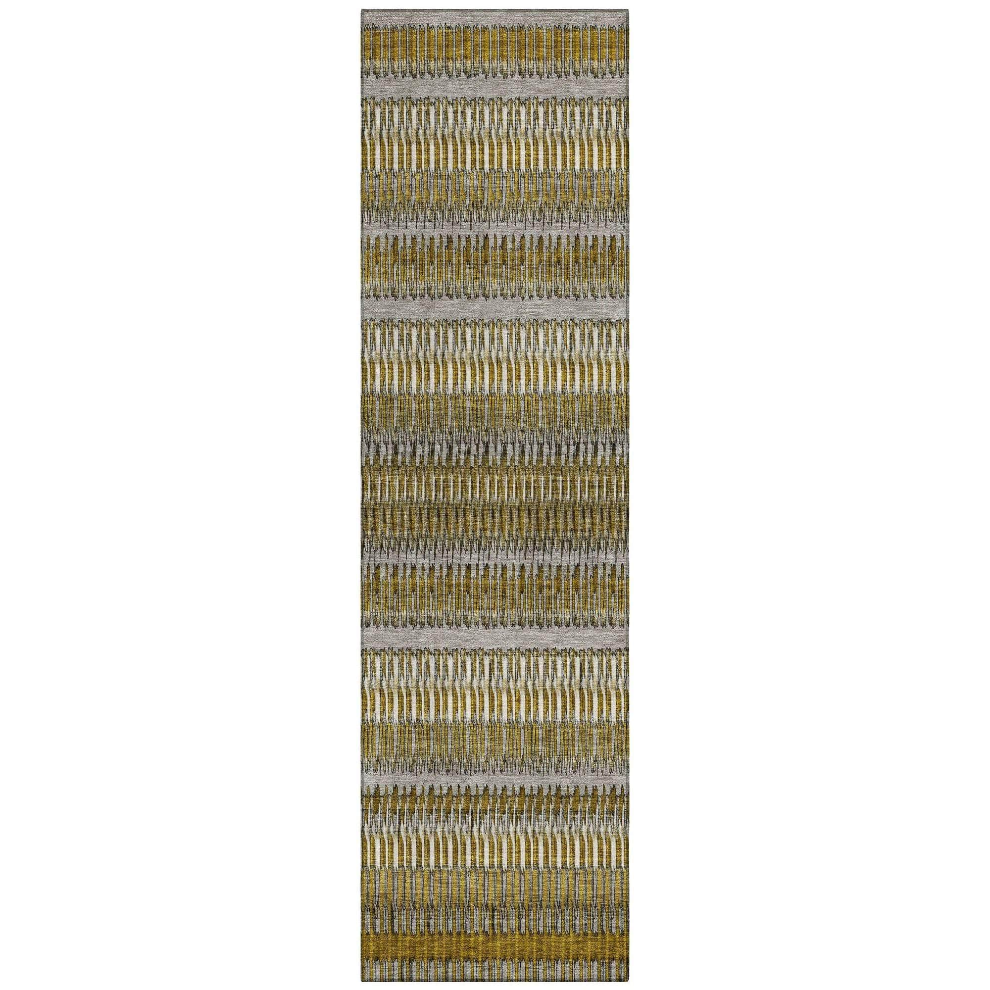 Machine Washable Coffee Brown Rug - Indoor / Outdoor - Kids / Pet Friendly Stripes Print Rug
