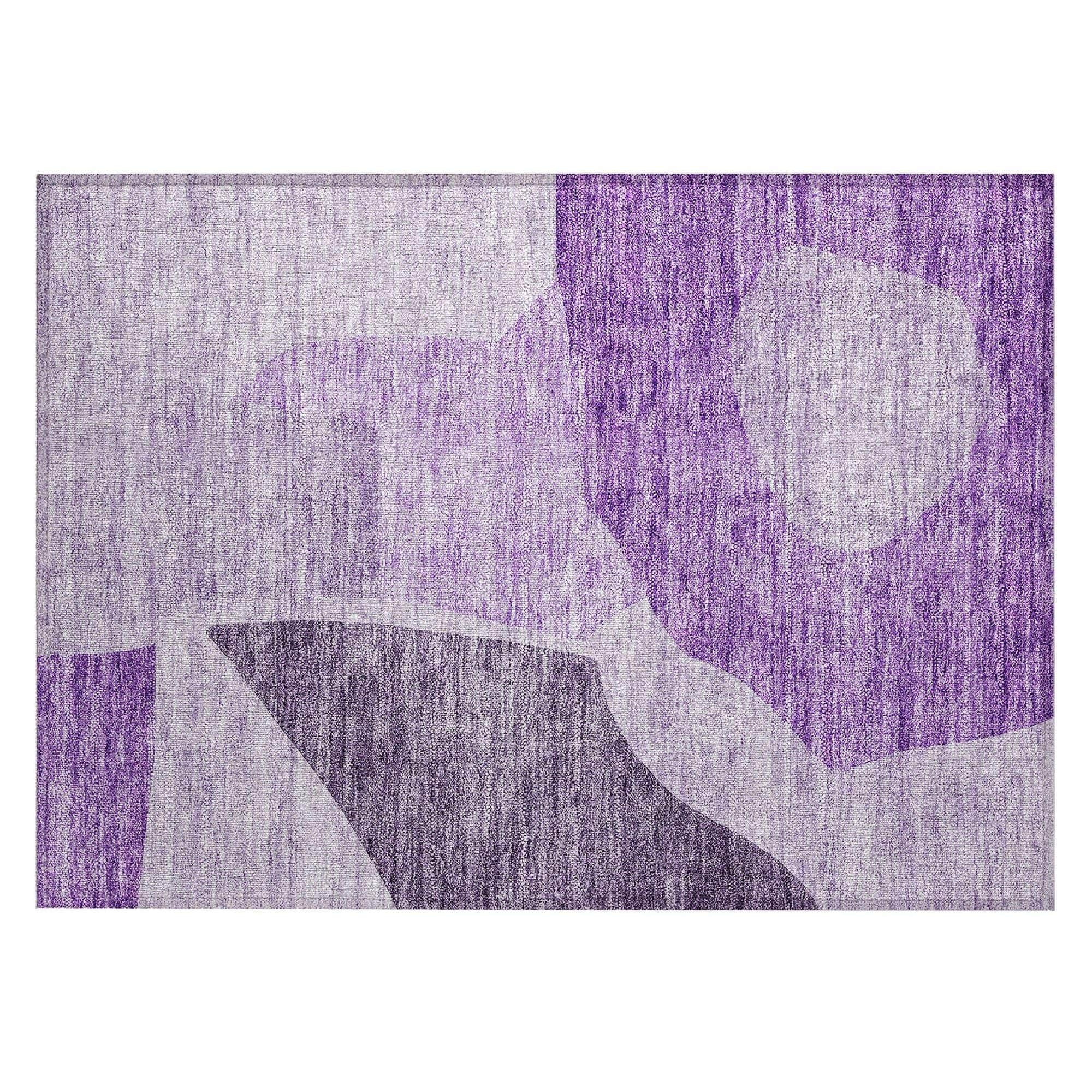 Machine Washable Eggplant Purple Rug - Indoor / Outdoor - Kids / Pet Friendly Abstract Print Rug