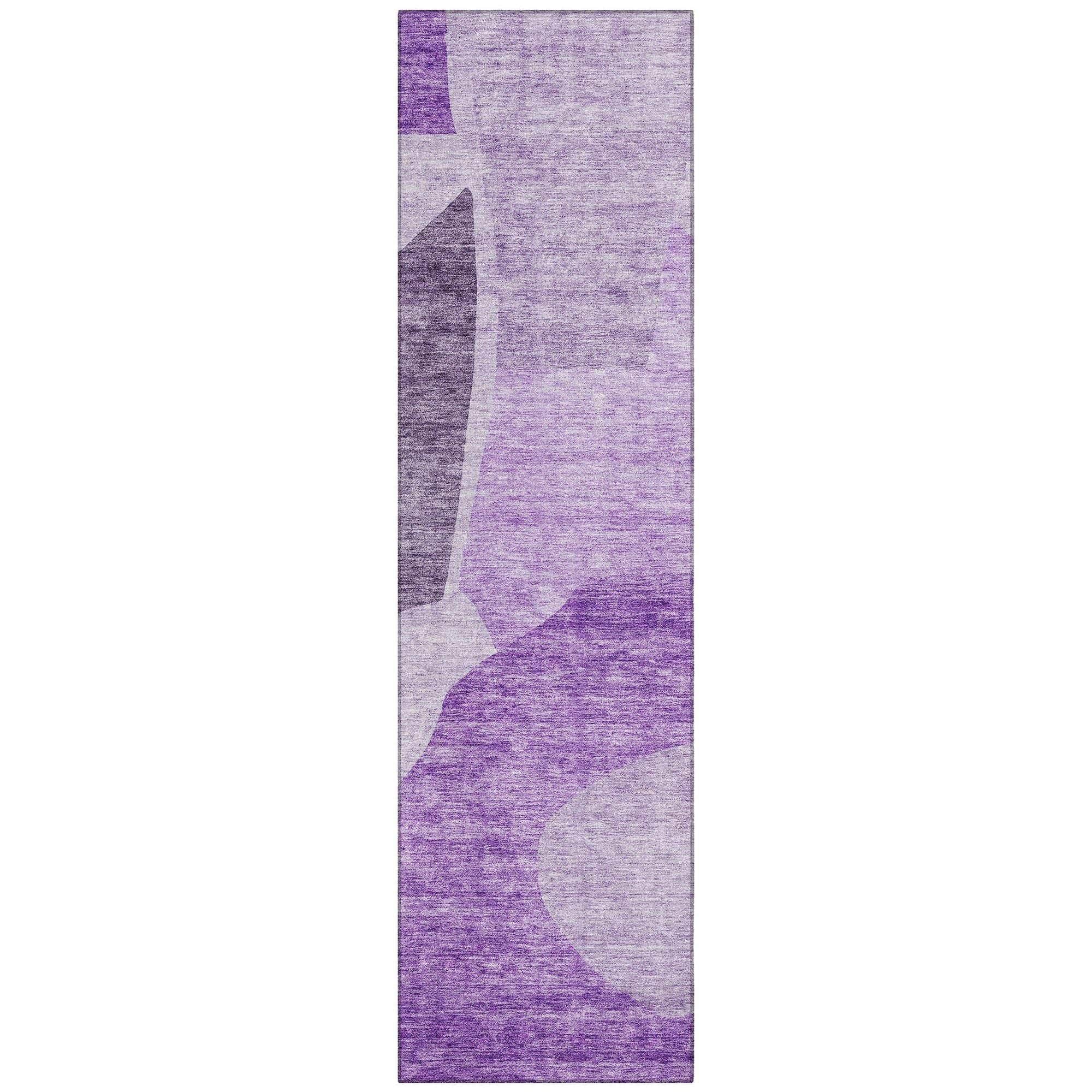 Machine Washable Eggplant Purple Rug - Indoor / Outdoor - Kids / Pet Friendly Abstract Print Rug