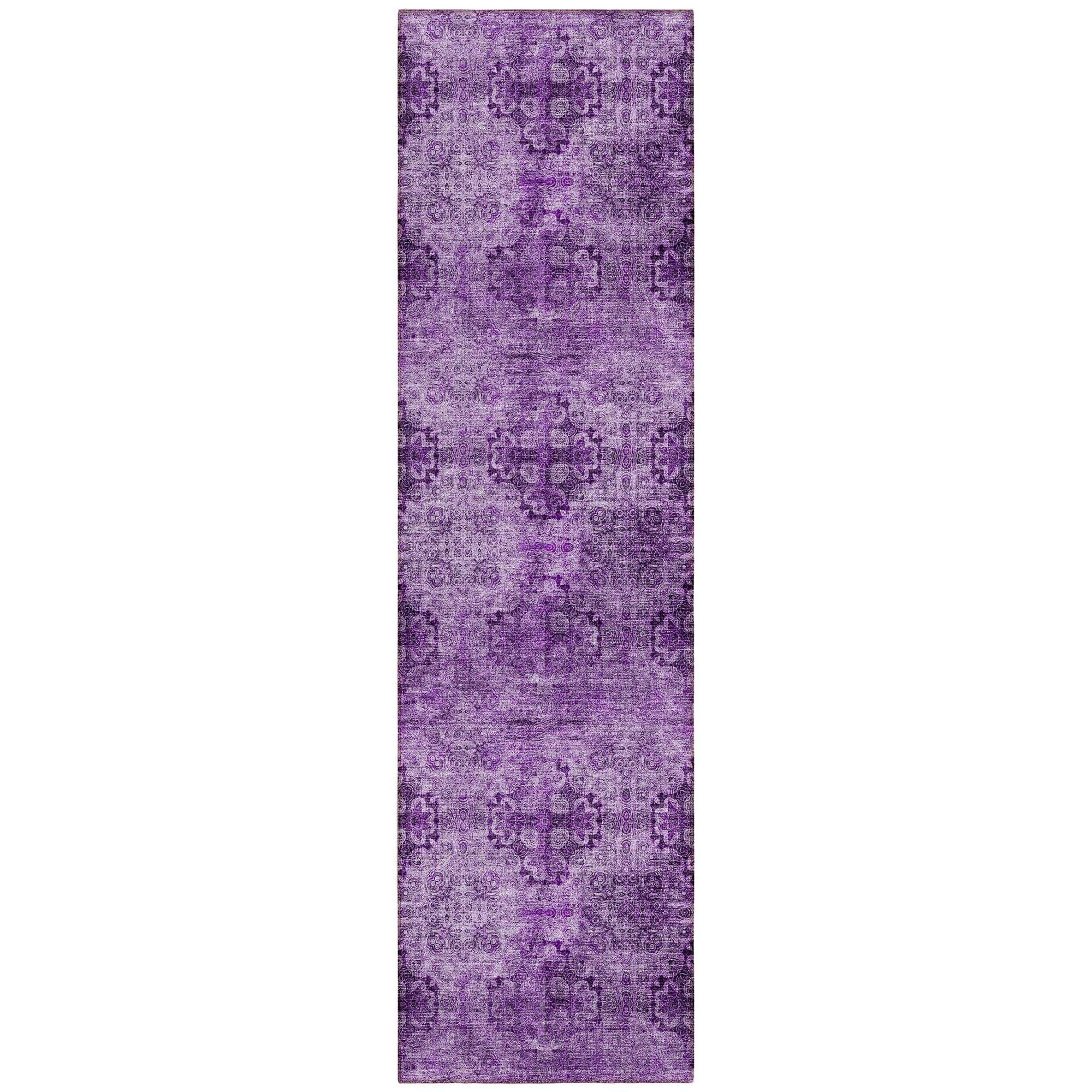 Machine Washable Eggplant Purple Rug - Indoor / Outdoor - Kids / Pet Friendly Organic Print Rug