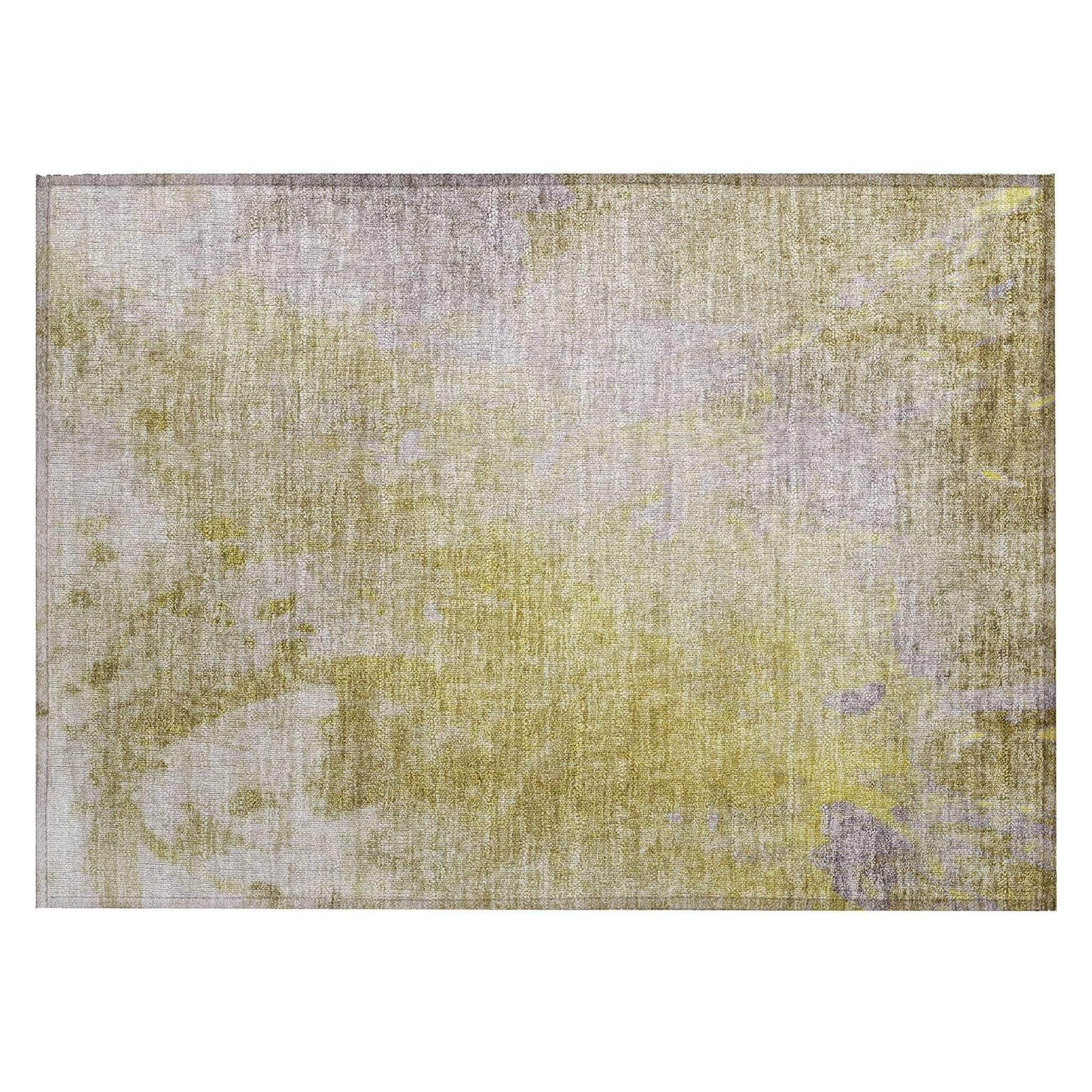 Machine Washable Gold Rug - Indoor / Outdoor - Kids / Pet Friendly Abstract Print Rug