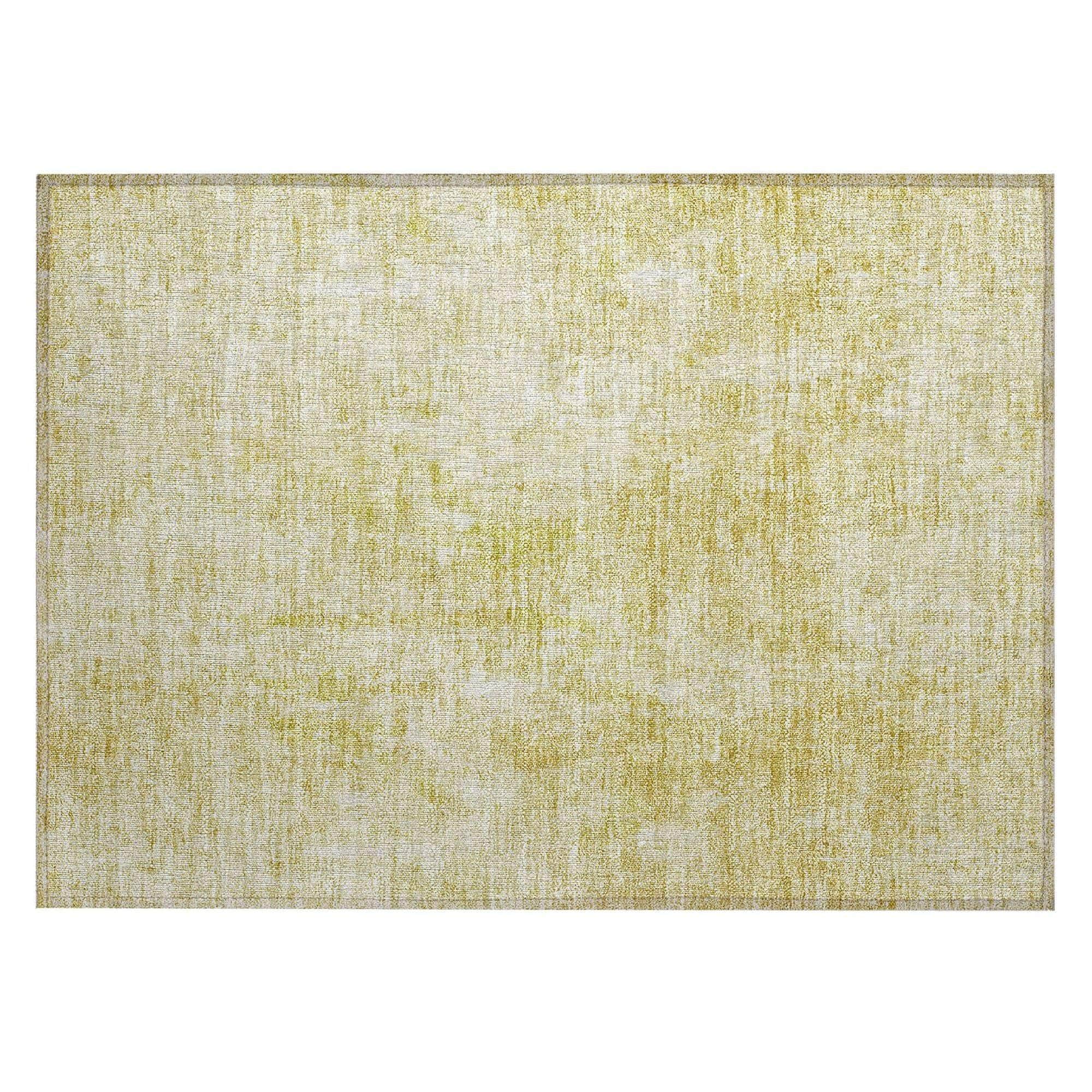 Machine Washable Gold Rug - Indoor / Outdoor - Kids / Pet Friendly Abstract Print Rug