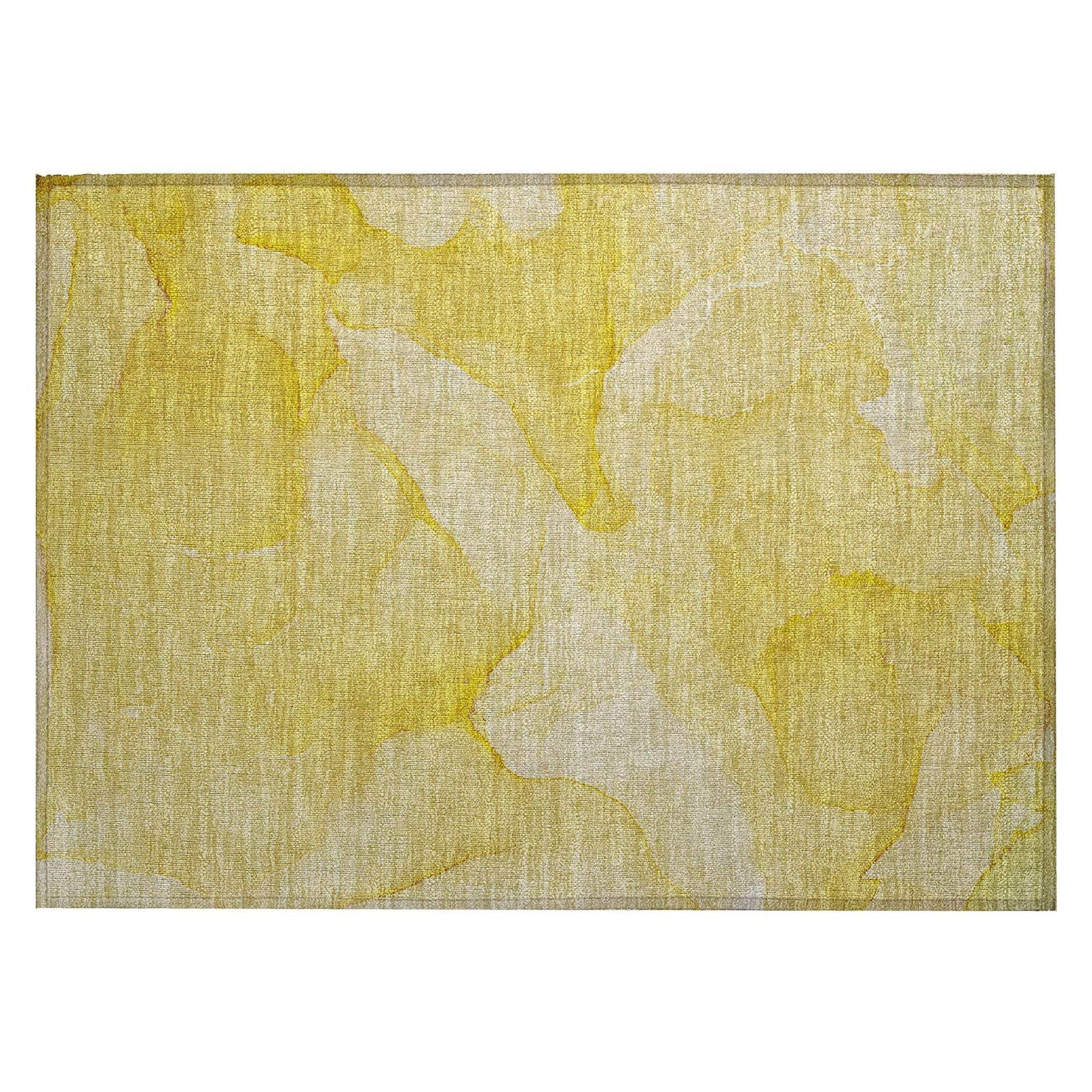 Machine Washable Gold Rug - Indoor / Outdoor - Kids / Pet Friendly Watercolors Print Rug