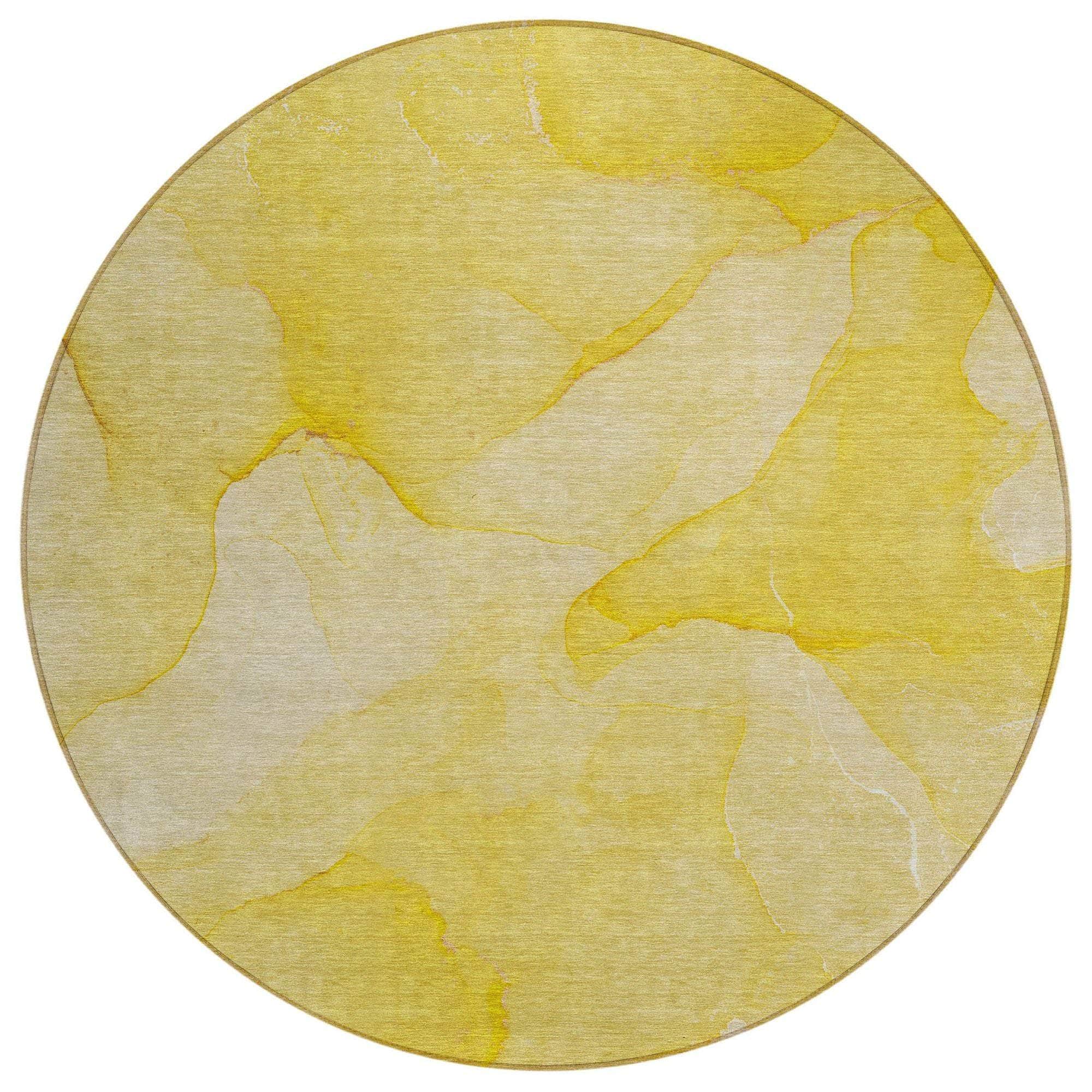 Machine Washable Gold Rug - Indoor / Outdoor - Kids / Pet Friendly Watercolors Print Rug