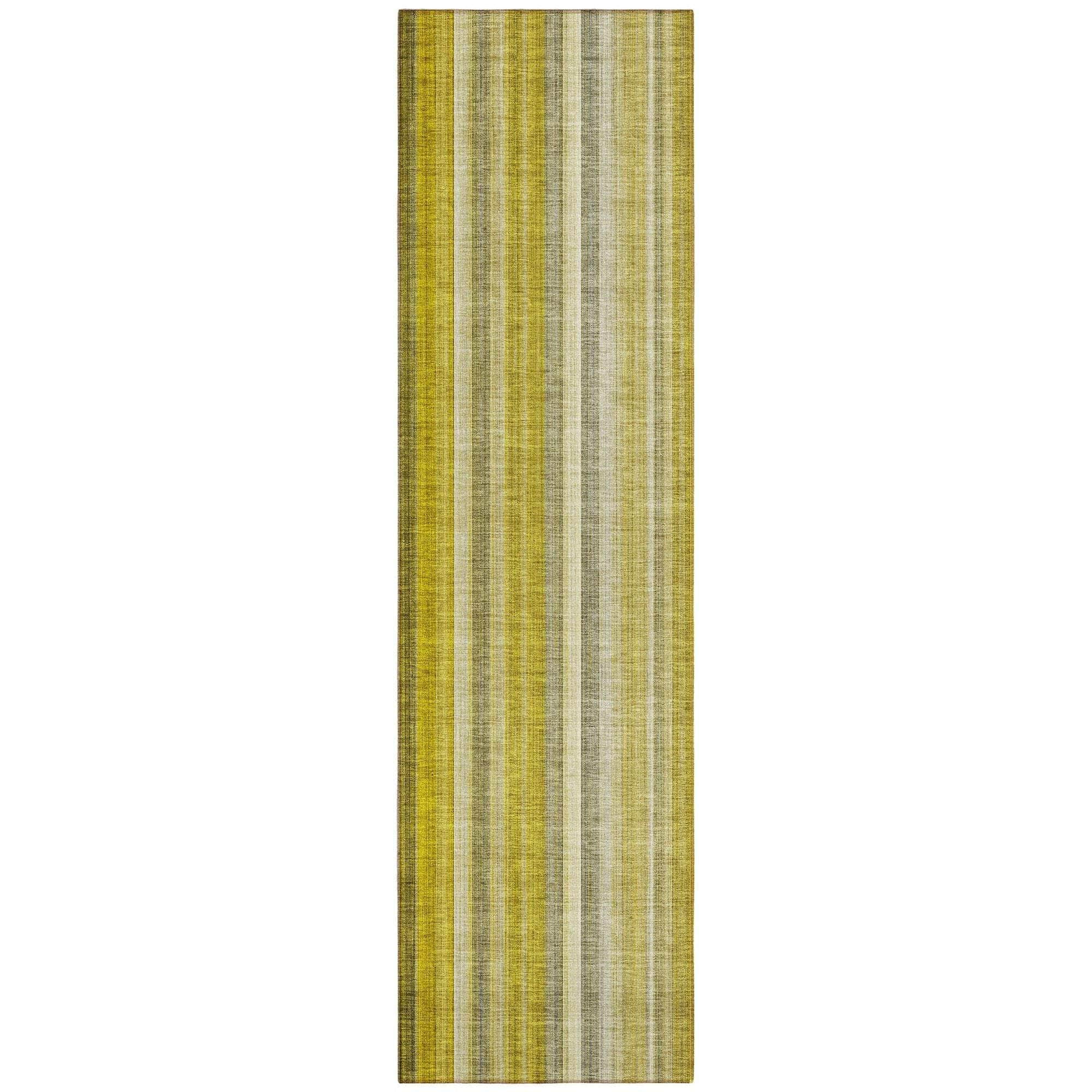 Machine Washable Gold Rug - Indoor / Outdoor - Kids / Pet Friendly Stripes Print Rug
