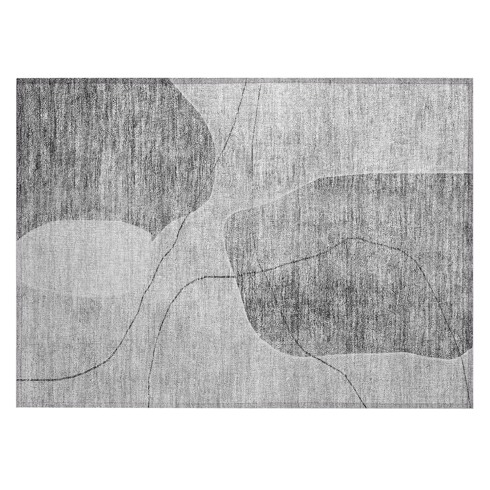 Machine Washable Gray Rug - Indoor / Outdoor - Kids / Pet Friendly Abstract Print Rug