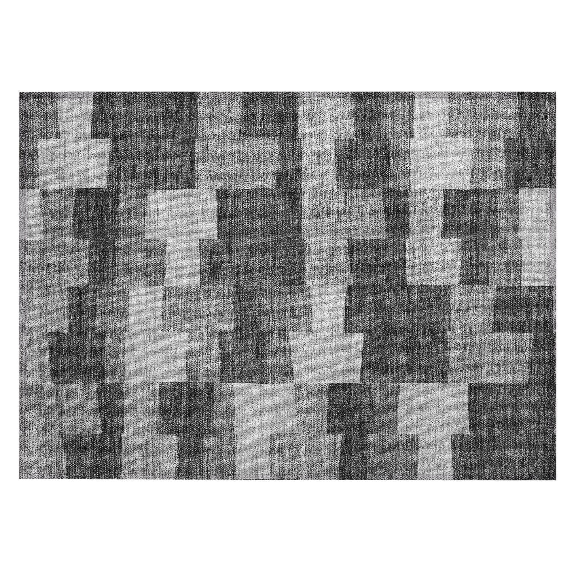 Machine Washable Gray Rug - Indoor / Outdoor - Kids / Pet Friendly Geometric Print Rug