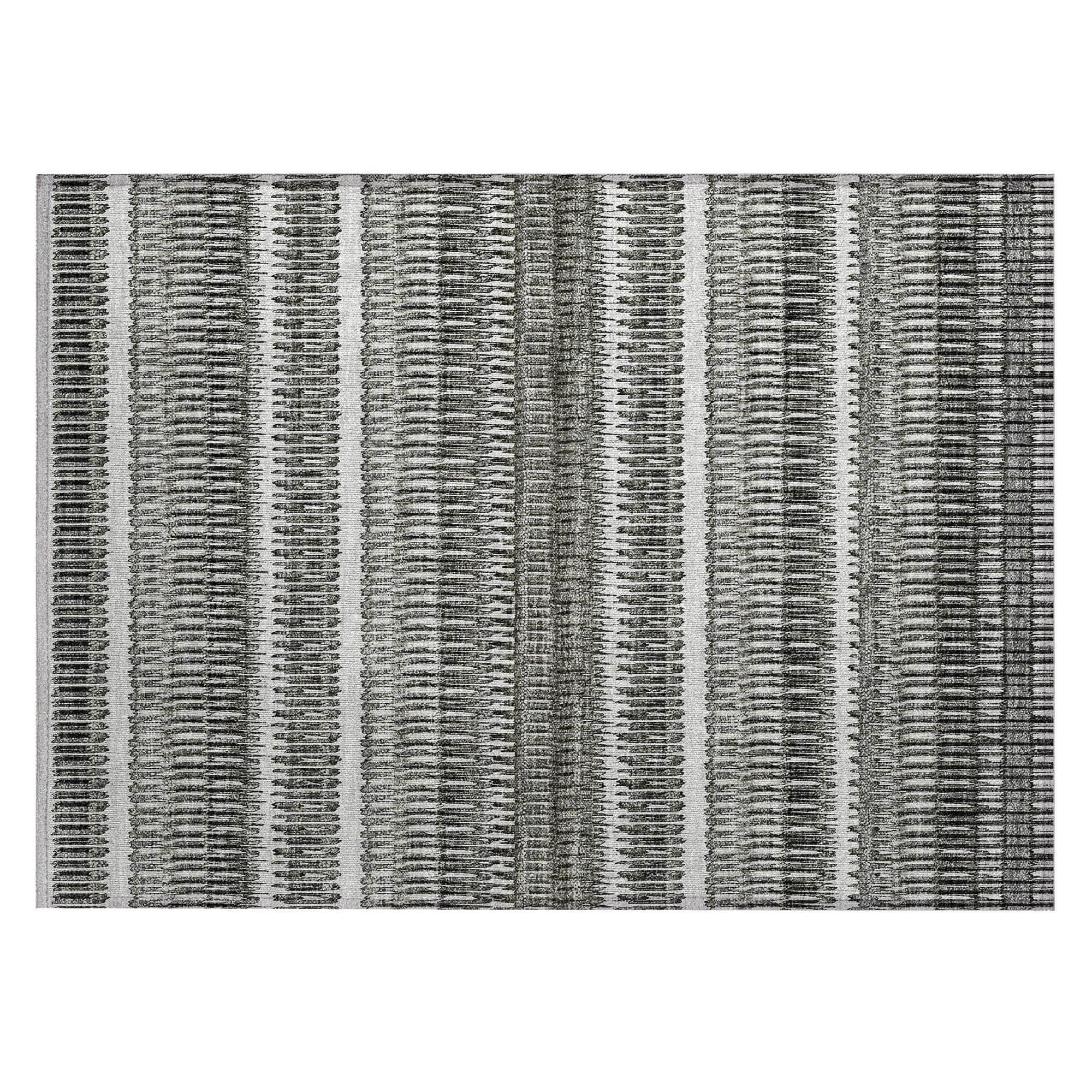 Machine Washable Gray Rug - Indoor / Outdoor - Kids / Pet Friendly Stripes Print Rug
