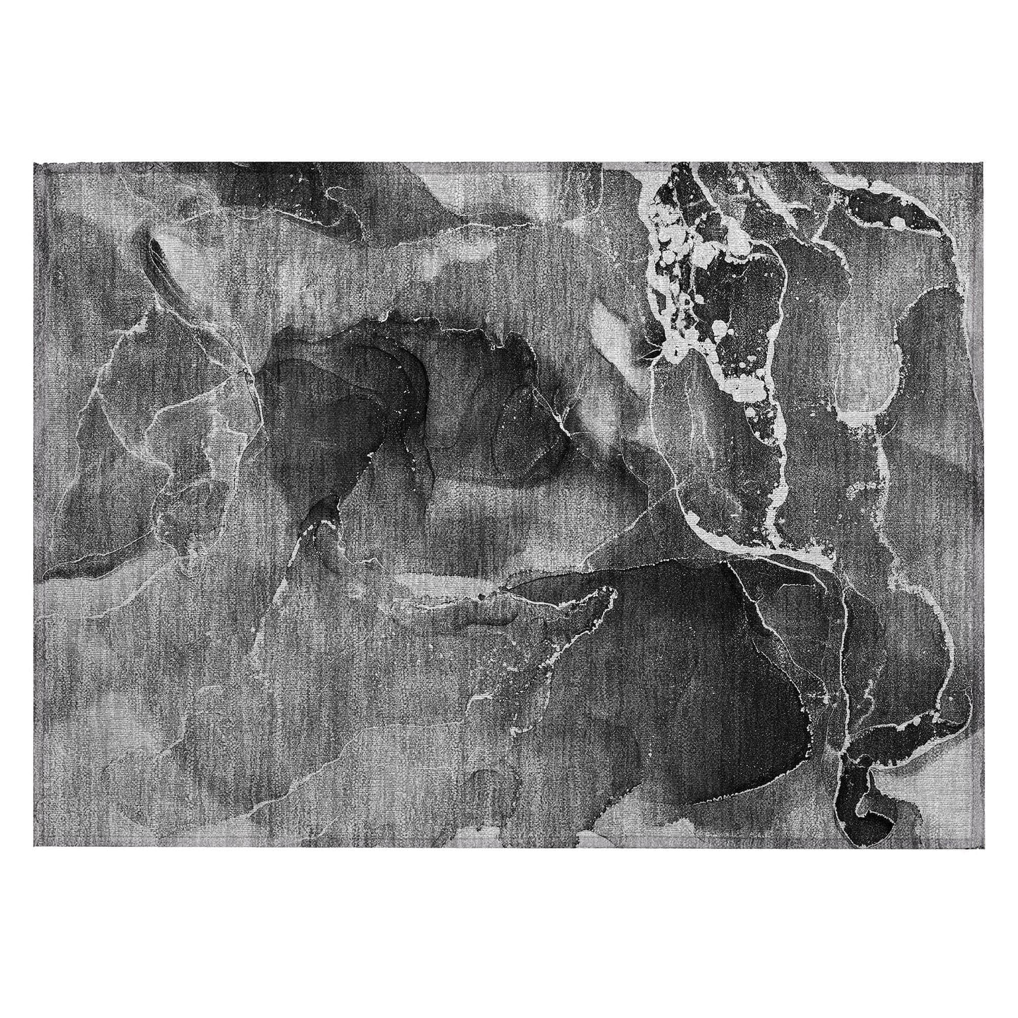 Machine Washable Gray Rug - Indoor / Outdoor - Kids / Pet Friendly Watercolors Print Rug