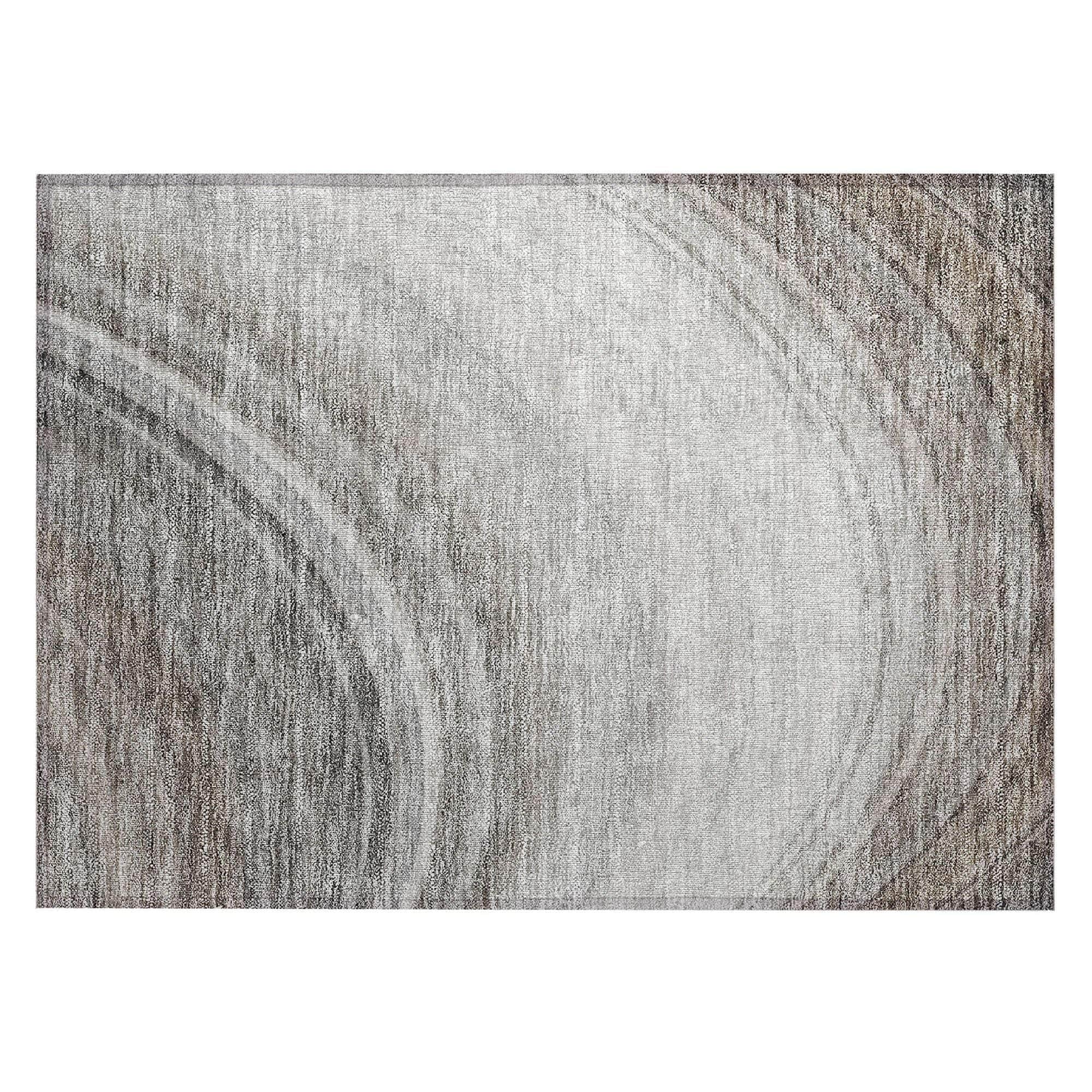 Machine Washable Gray Rug - Indoor / Outdoor - Kids / Pet Friendly Waves Print Rug