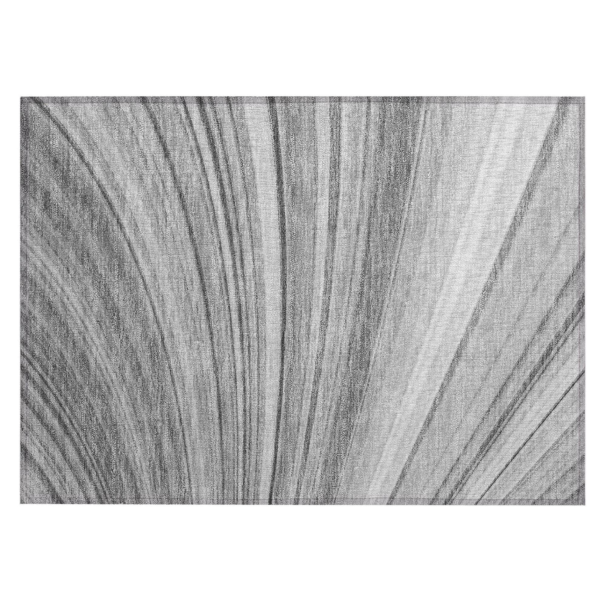 Machine Washable Gray Rug - Indoor / Outdoor - Kids / Pet Friendly Waves Print Rug