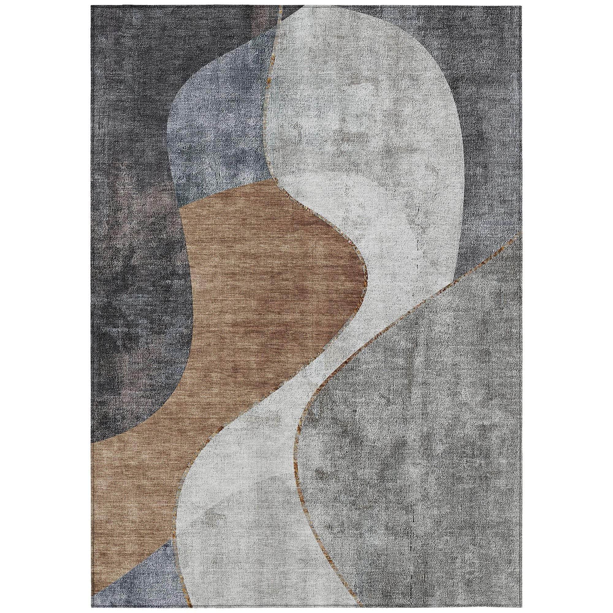 Machine Washable Gray Rug - Indoor / Outdoor - Kids / Pet Friendly Art Deco Print Rug