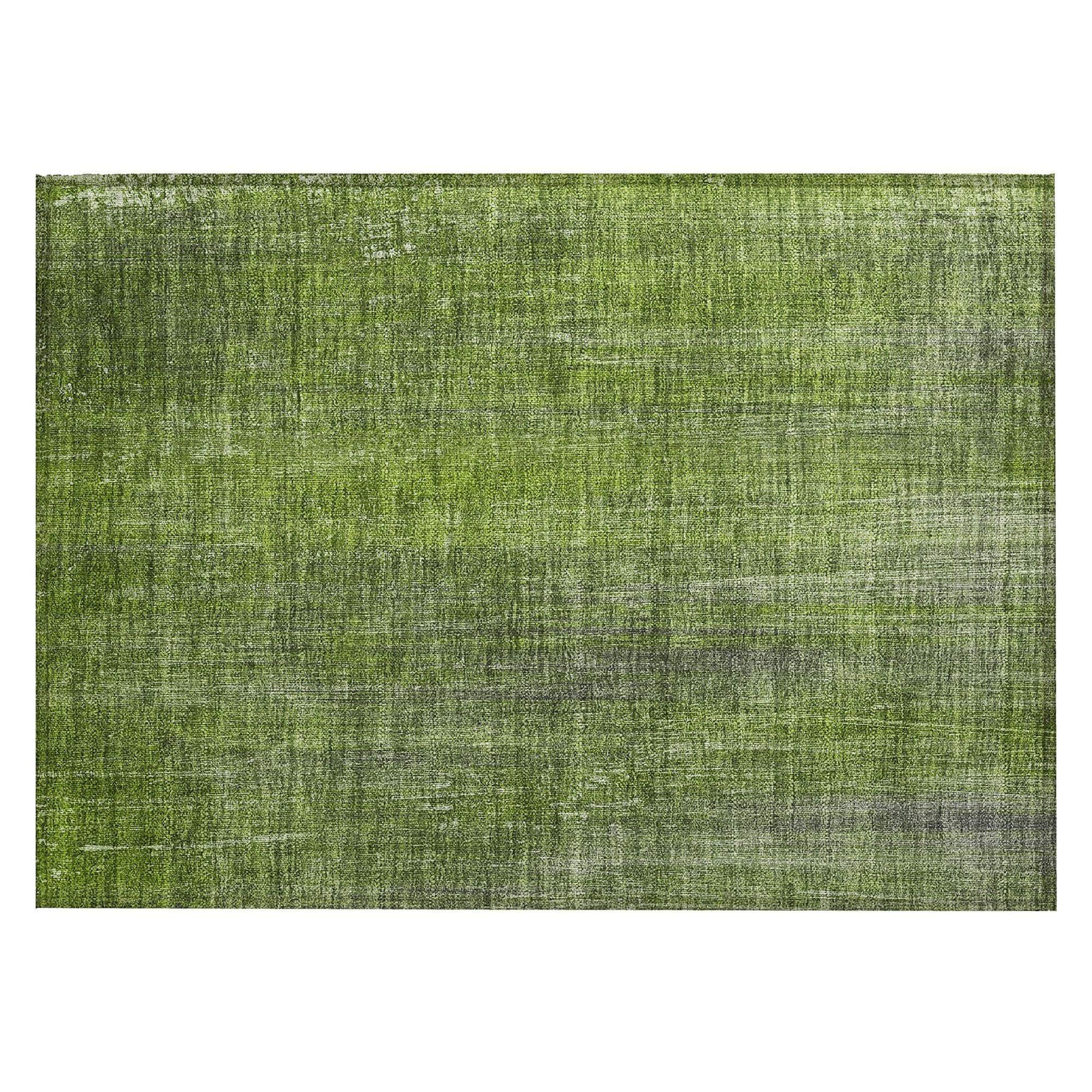 Machine Washable Green Rug - Indoor / Outdoor - Kids / Pet Friendly Striped Print Rug